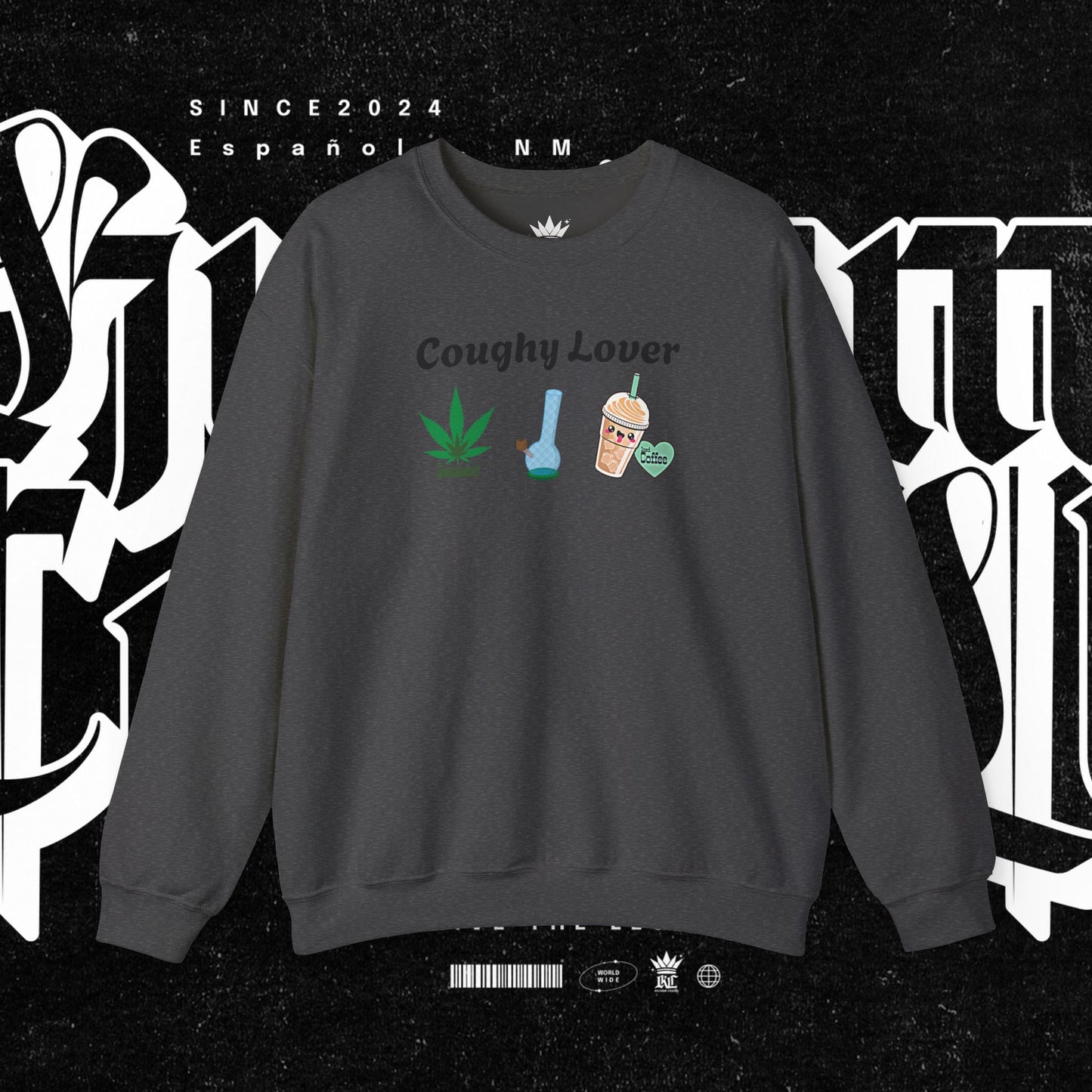 Coughy Lover Crewneck Sweatshirt | Cozy Pullover for Cannabis Enthusiasts, Gift for Holidays, Casual Wear, Trendy Sweatshirt