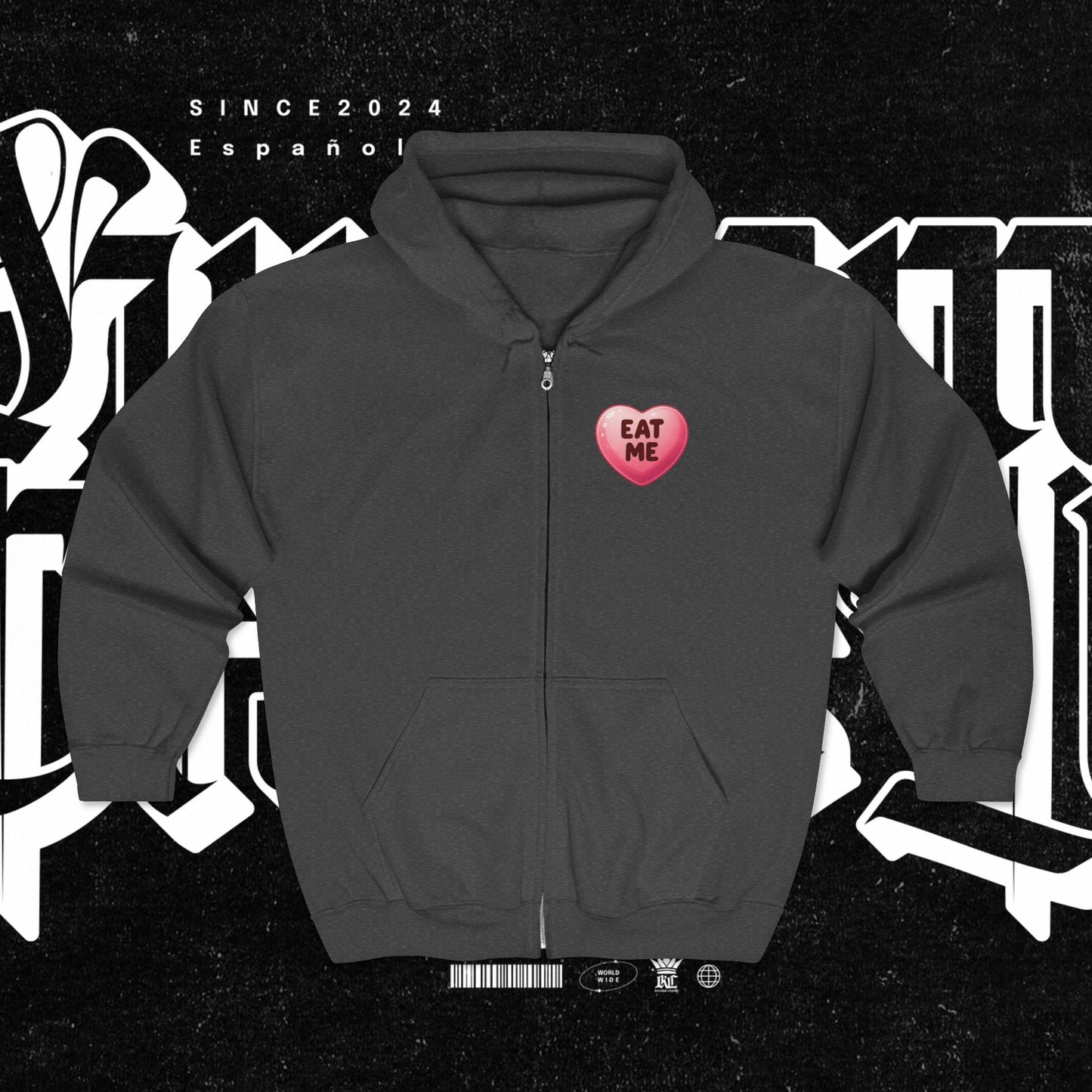 Eat Me - Heart Candy Zip Up Hoodie Sweatshirt