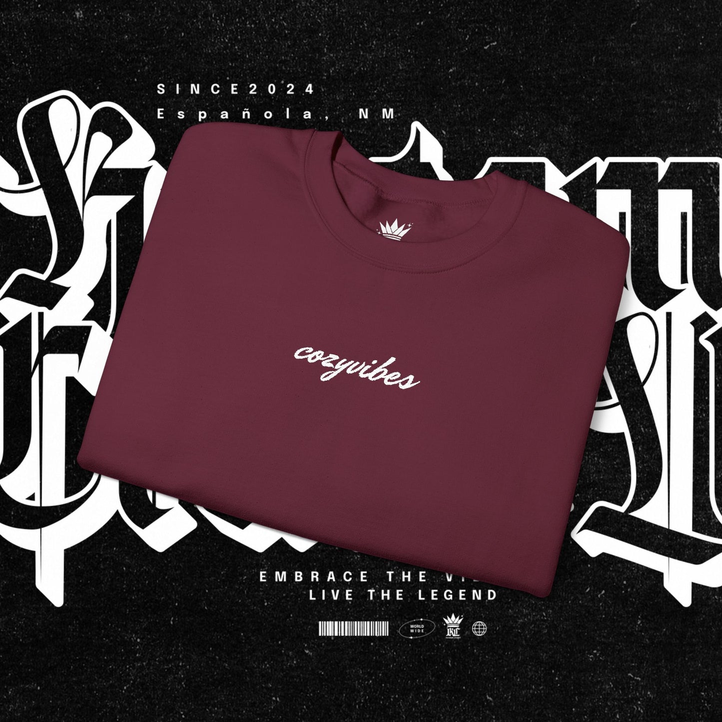 Cozy Vibes Embroidery Heavy Blend™ Crewneck Sweatshirt