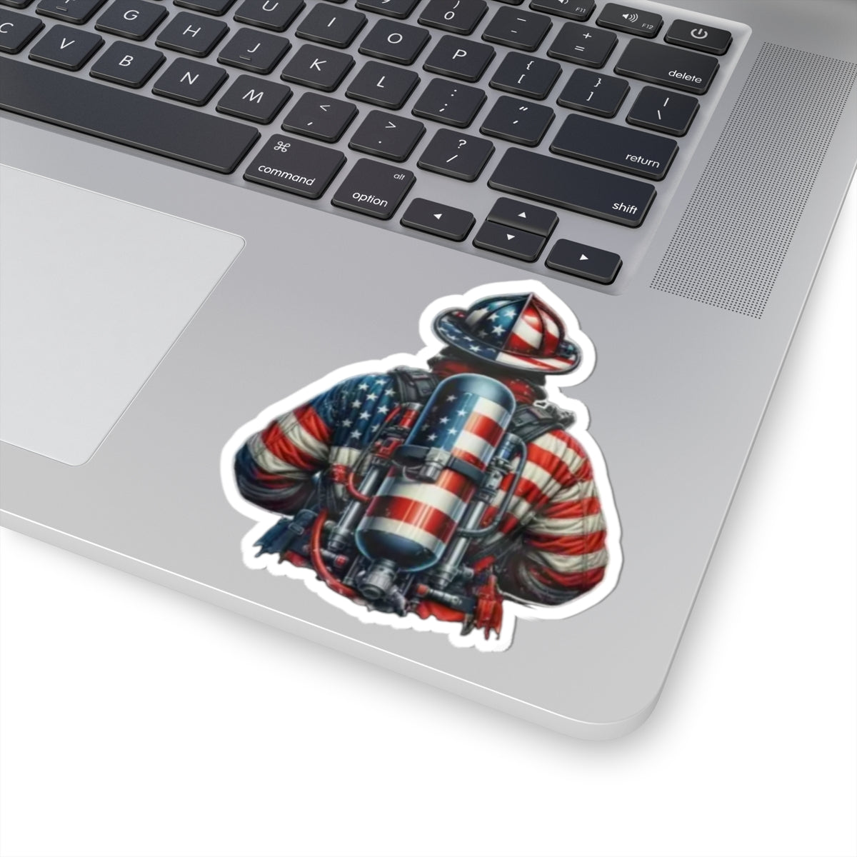 Patriotic Firefighter Sticker | American Flag Kiss-Cut Stickers | Laptop Decal, USA Pride, Firefighter Gift, Home Decor, 4th of July