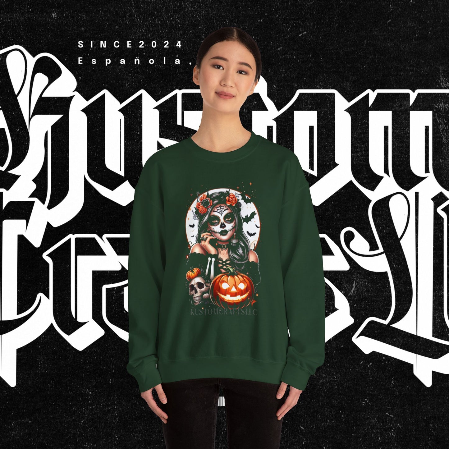 Halloween Vibes Crewneck Sweatshirt, Spooky Sweatshirt, Skull Sweatshirt, Pumpkin Sweatshirt, Autumn Style, Unisex Gift