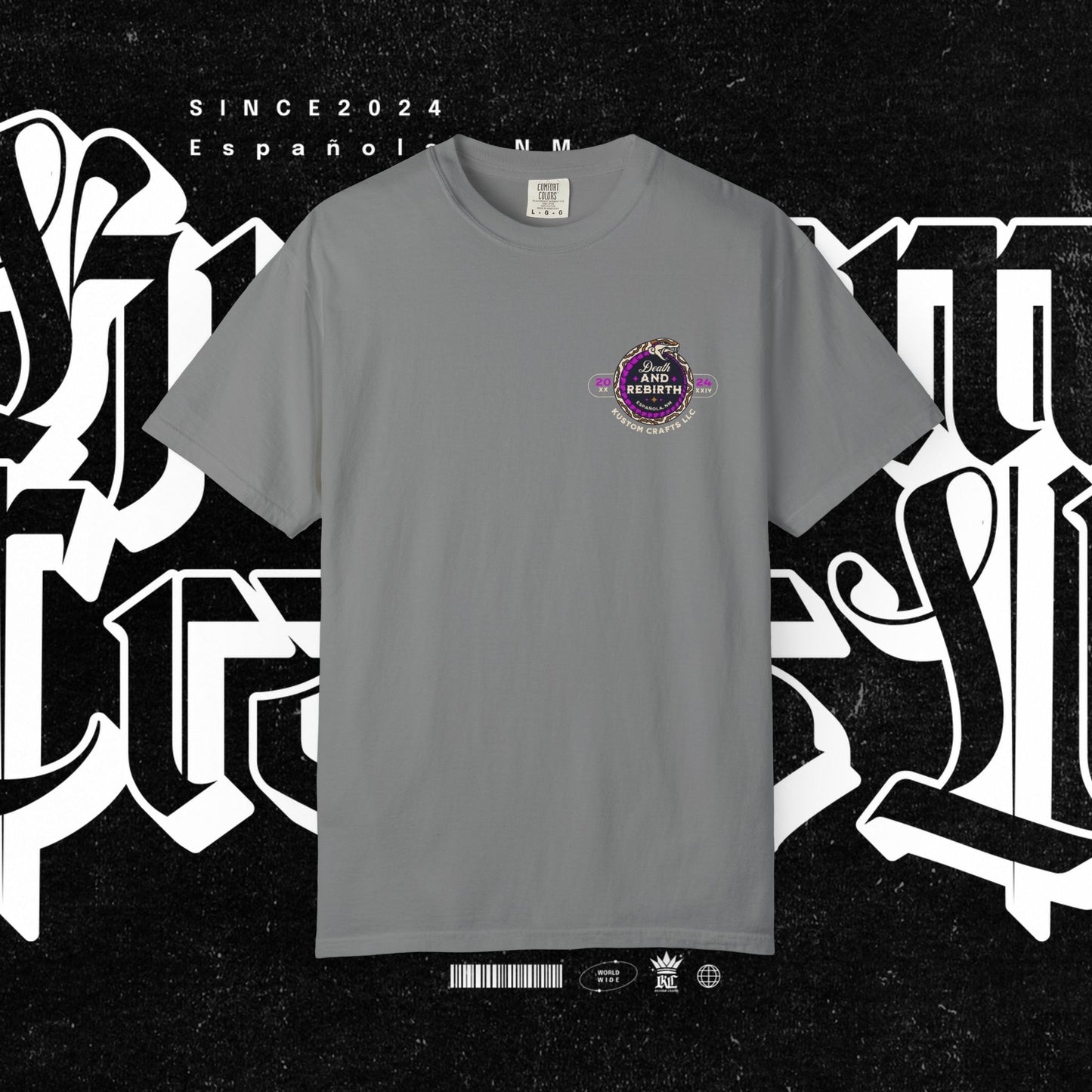 Death and Rebirth Bright Purple/Pink Snake Graphic Tee, Death Rebirth Unisex T-shirt, Streetwear Alternative Fashion, Serpent Design Shirt, Edgy Clothing