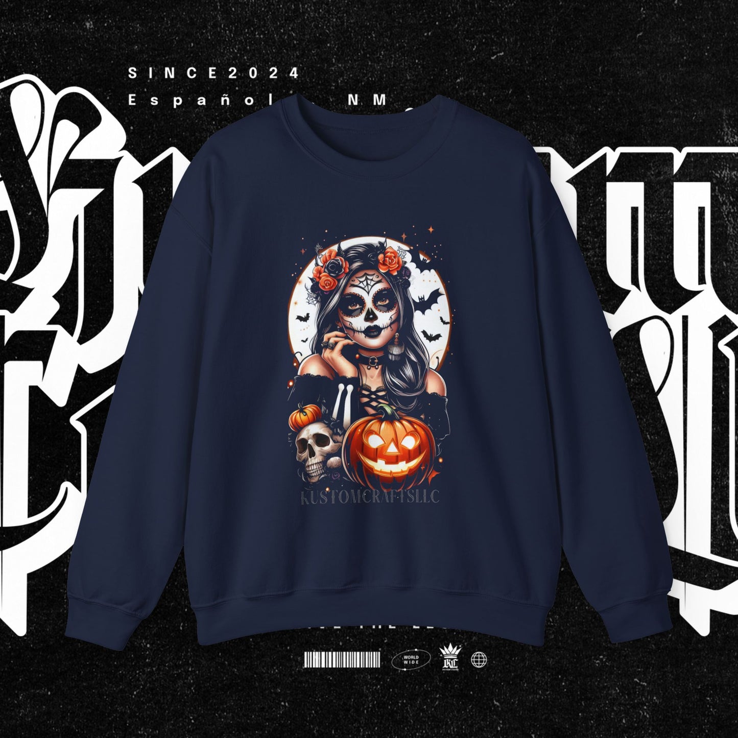 Halloween Vibes Crewneck Sweatshirt, Spooky Sweatshirt, Skull Sweatshirt, Pumpkin Sweatshirt, Autumn Style, Unisex Gift