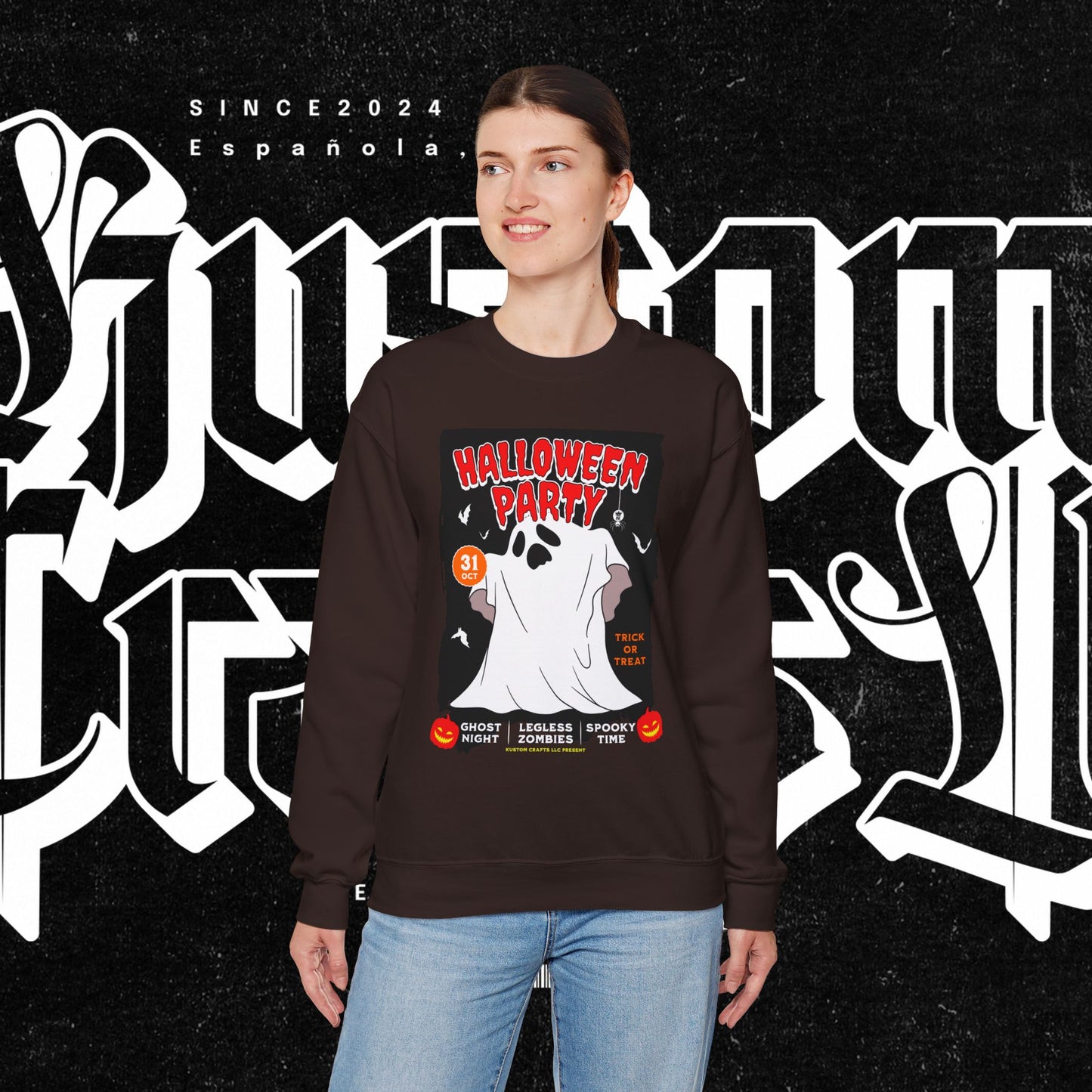 Halloween Party Sweatshirt, Spooky Season Apparel, Ghost Design Crewneck, Unisex Halloween Gift, Cozy Fall Fashion