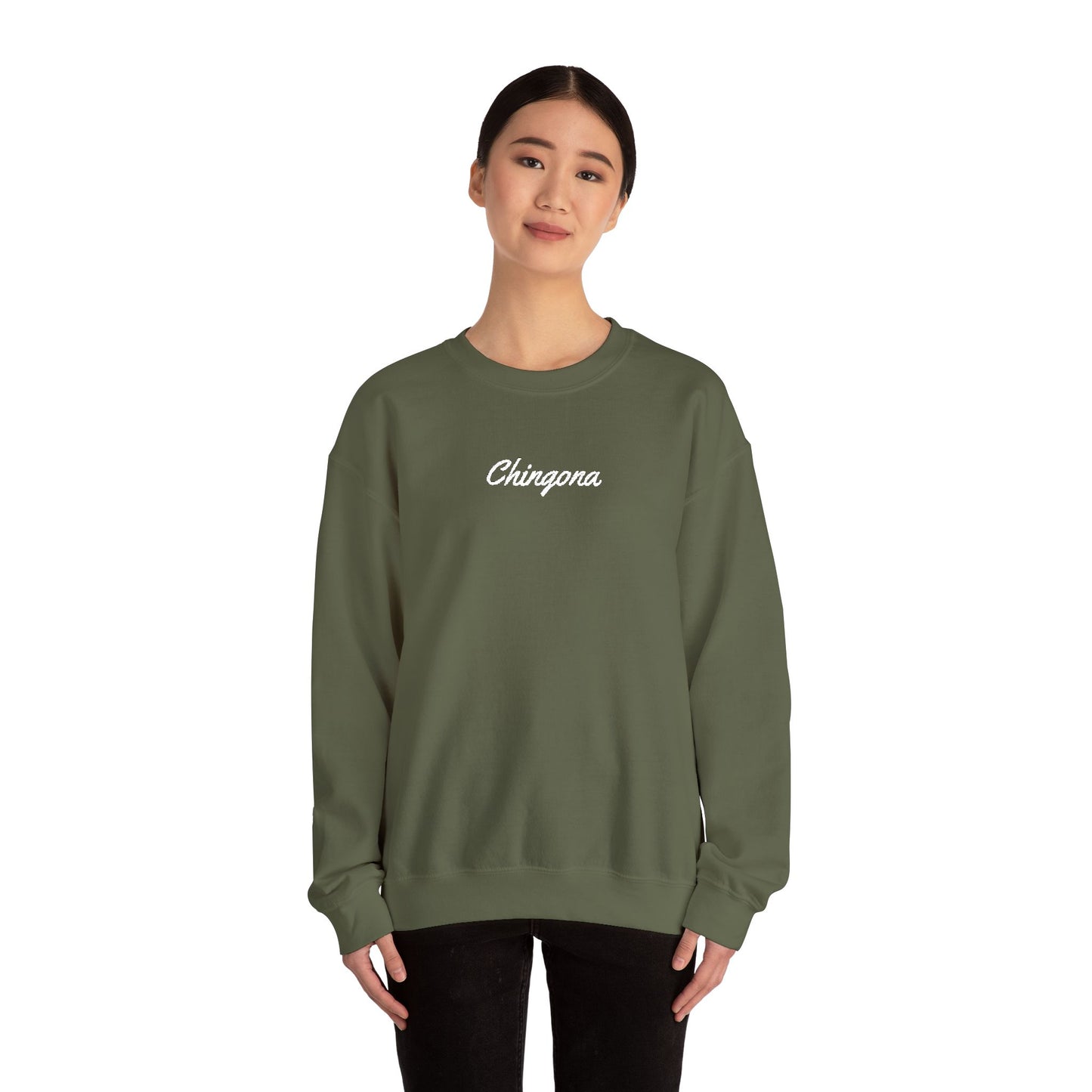 Chingona Embroidery  Heavy Blend Crewneck Sweatshirt