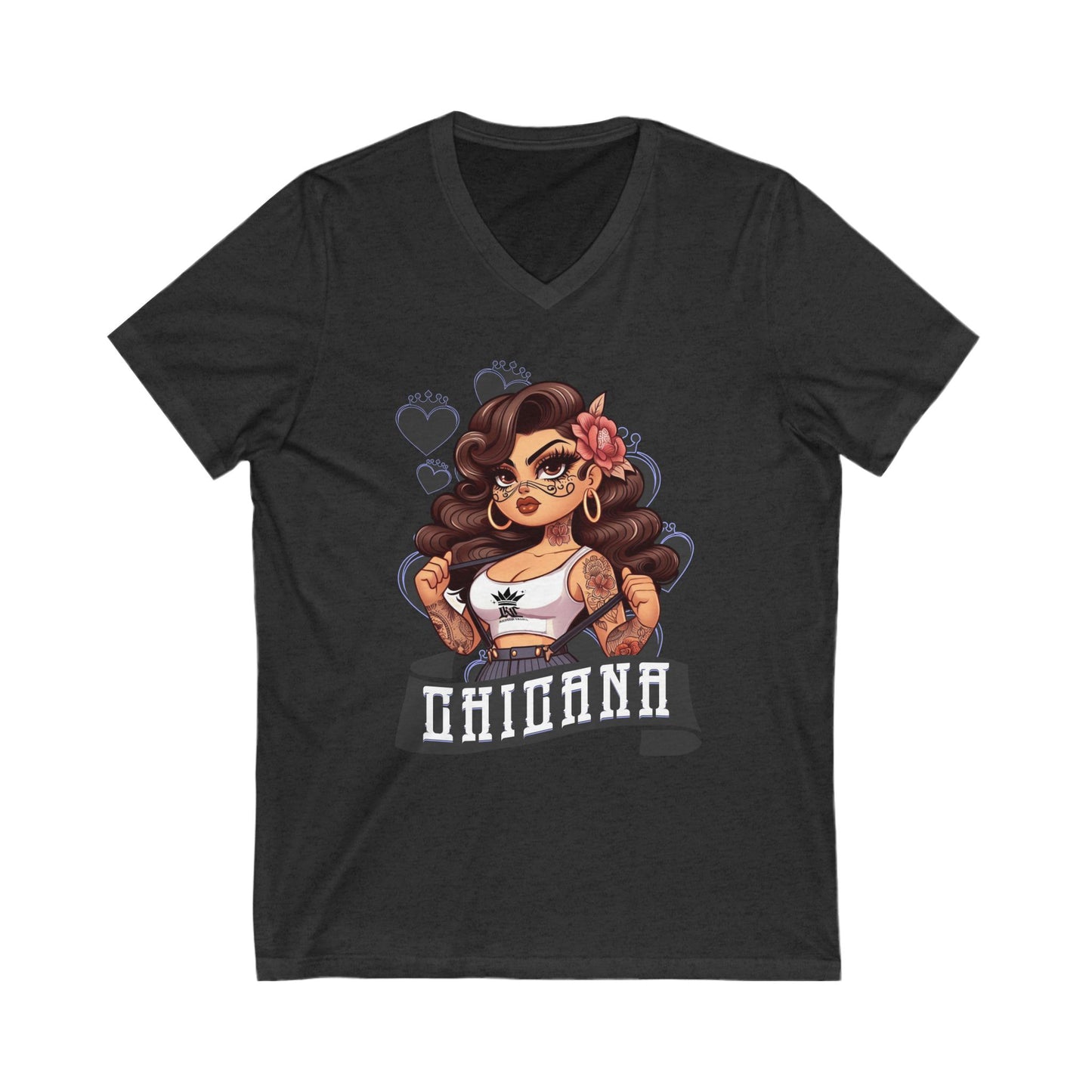 Chicana Inspired V-Neck Tee, Unisex Graphic T-shirt, Casual Wear, Empowerment Shirt, Gift for Her, Fashion Statement Top