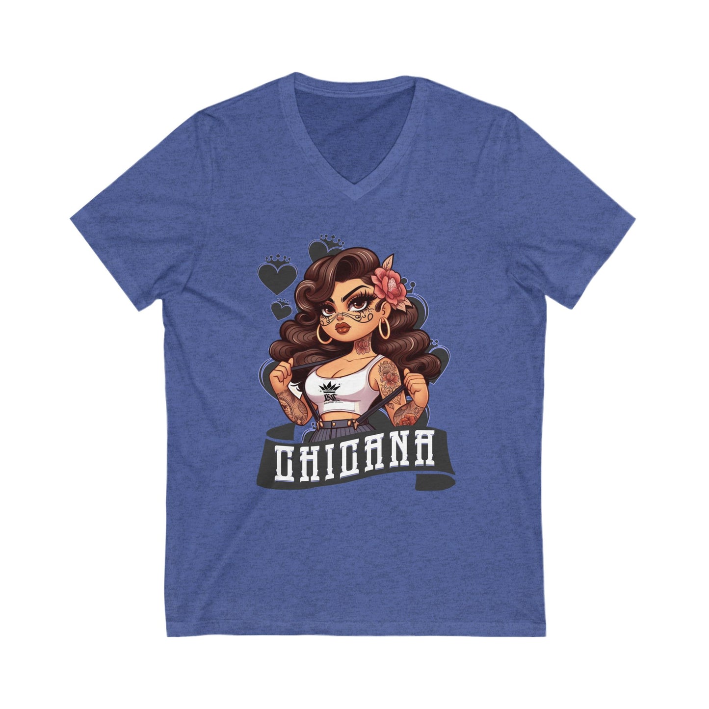 Chicana Inspired V-Neck Tee, Unisex Graphic T-shirt, Casual Wear, Empowerment Shirt, Gift for Her, Fashion Statement Top
