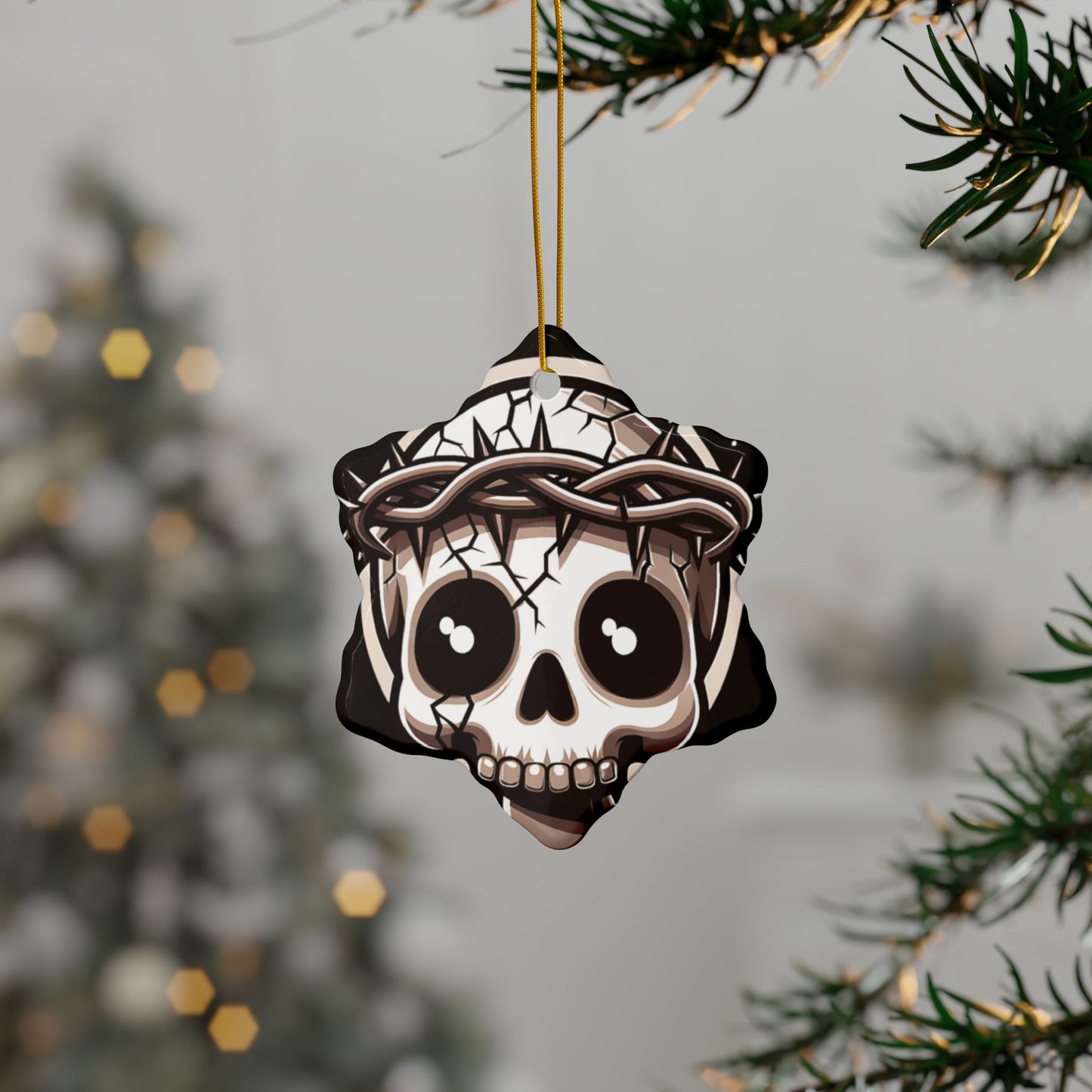 Jesus Skull Themed Decorative Ceramic Ornaments, Unique Home Decor, Gothic Holiday Decor, Halloween Gifts, Double-Sided Design, 1pc, 3pcs, [...]
