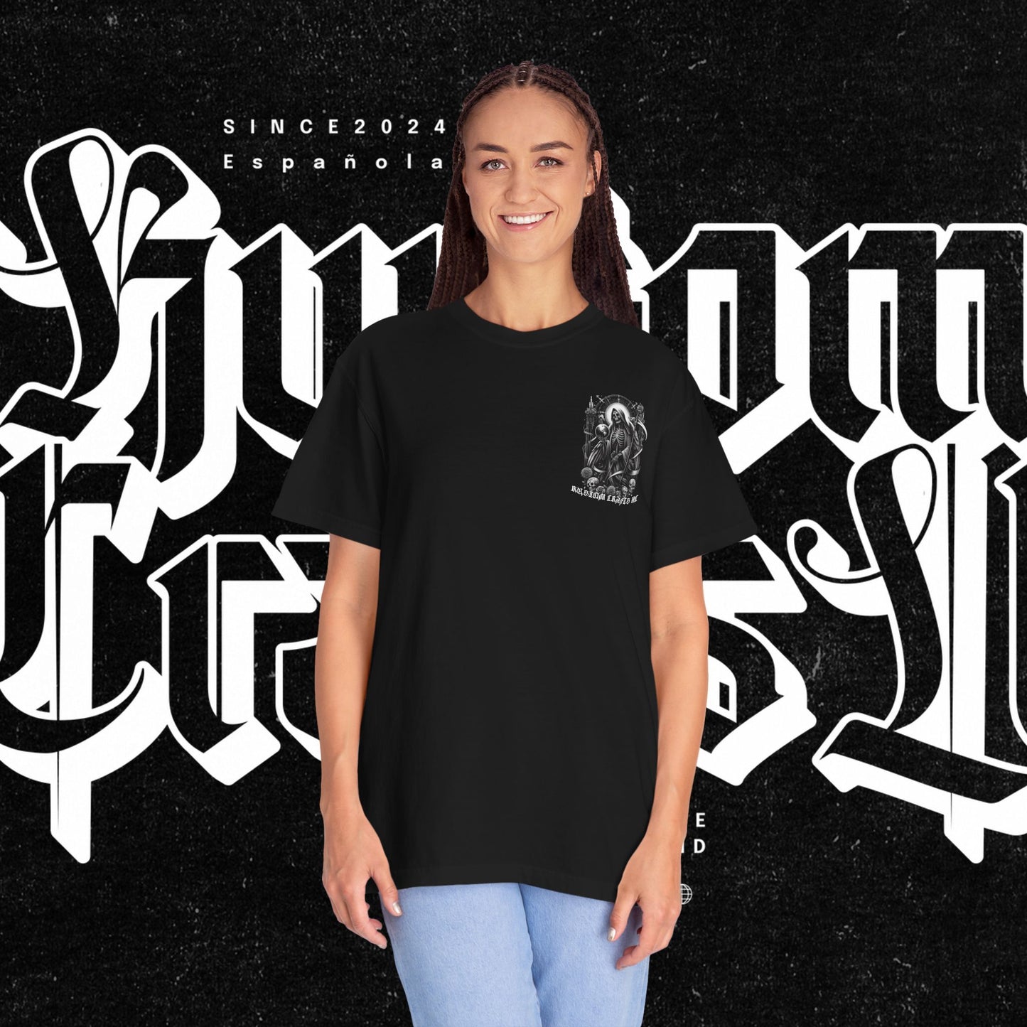 Santa Muerte Unisex T-shirt,  Day Of The Dead Tee, Saint Skeleton Shirt, Top, Mexican Folk Art Clothing, Kustom Crafts LLC