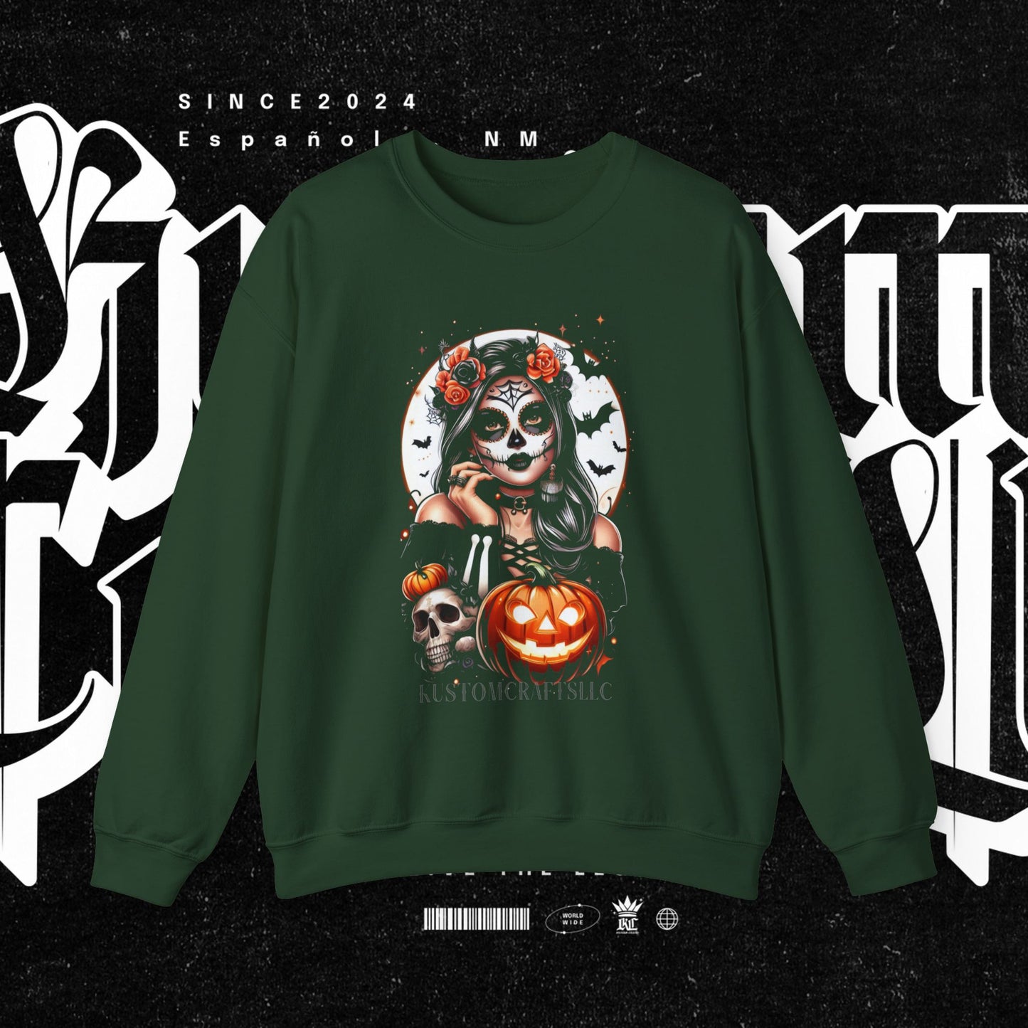 Halloween Vibes Crewneck Sweatshirt, Spooky Sweatshirt, Skull Sweatshirt, Pumpkin Sweatshirt, Autumn Style, Unisex Gift