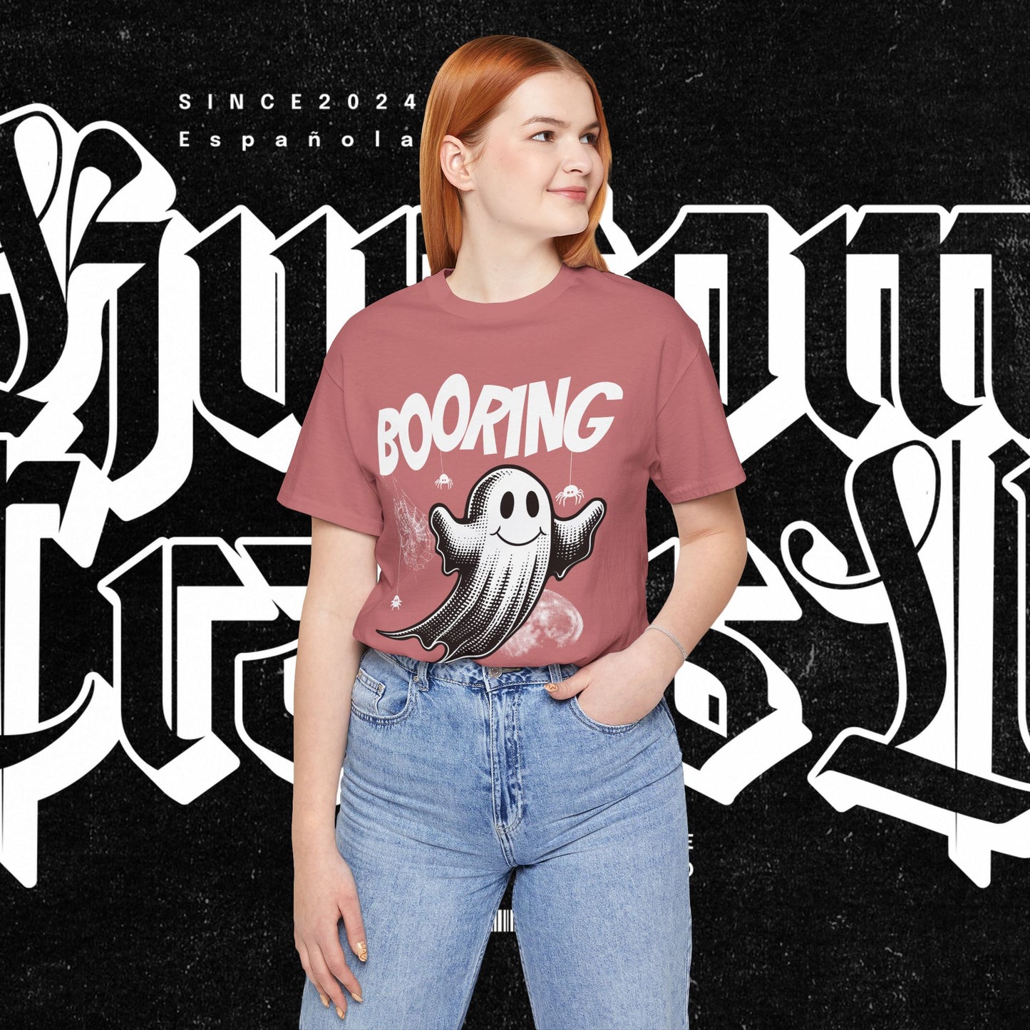 Ghostly Boo-Ring Fun Tee - Spooky Vibes, Perfect for Halloween, Casual Wear, Gift for Ghost Lovers, Graphic Tee, Trendy Outfit