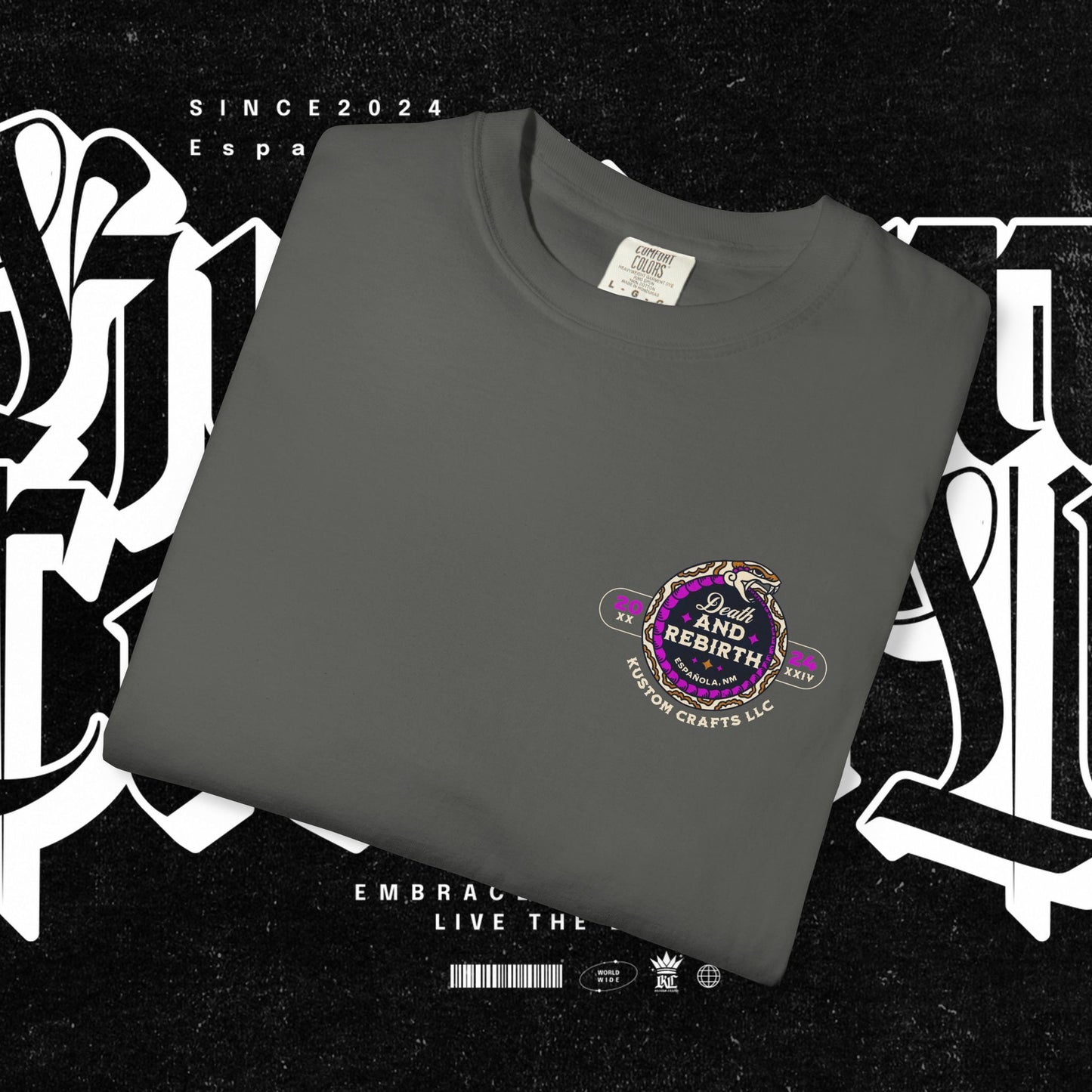 Death and Rebirth Bright Purple/Pink Snake Graphic Tee, Death Rebirth Unisex T-shirt, Streetwear Alternative Fashion, Serpent Design Shirt, Edgy Clothing