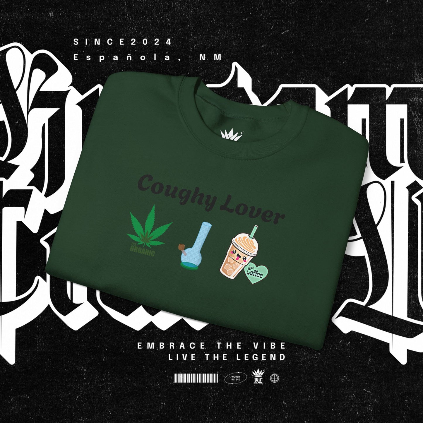 Coughy Lover Crewneck Sweatshirt | Cozy Pullover for Cannabis Enthusiasts, Gift for Holidays, Casual Wear, Trendy Sweatshirt