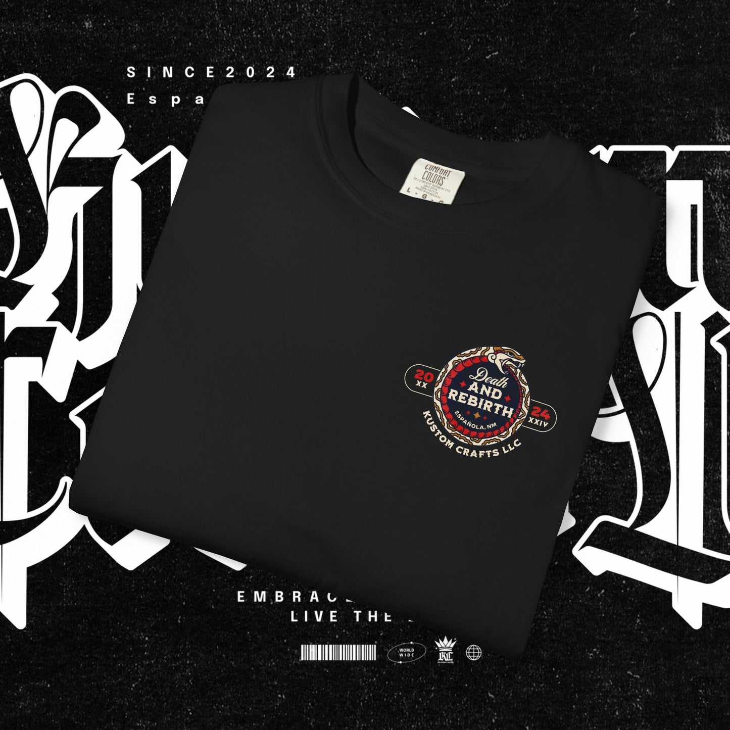 Death and Rebirth Red Snake Graphic Tee, Death Rebirth Unisex T-shirt, Streetwear Alternative Fashion, Serpent Design Shirt, Edgy Clothing