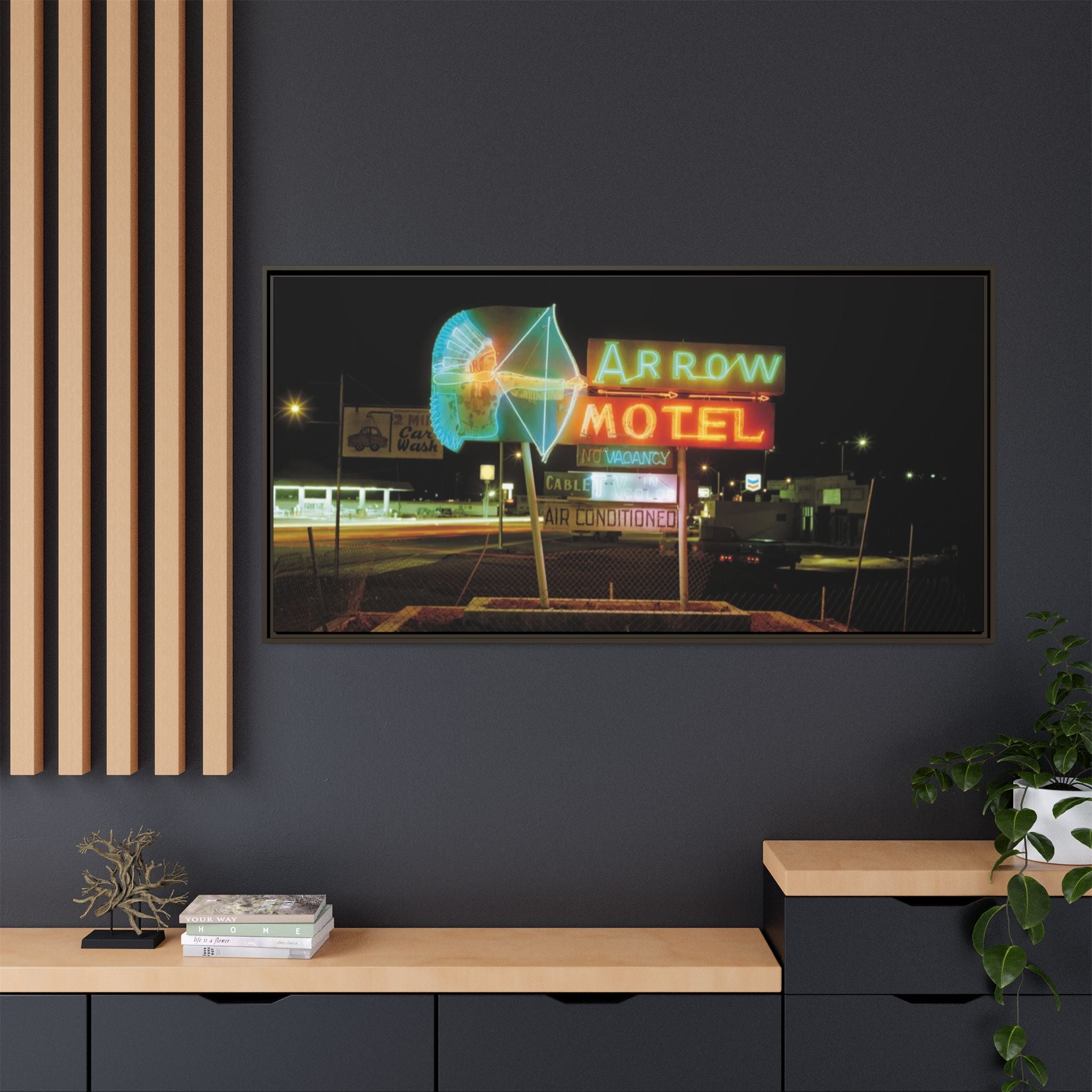 Vintage Arrow Motel Framed Canvas