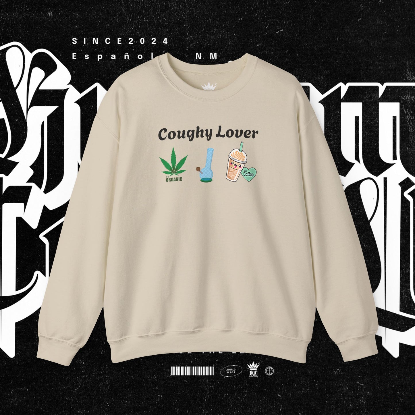 Coughy Lover Crewneck Sweatshirt | Cozy Pullover for Cannabis Enthusiasts, Gift for Holidays, Casual Wear, Trendy Sweatshirt