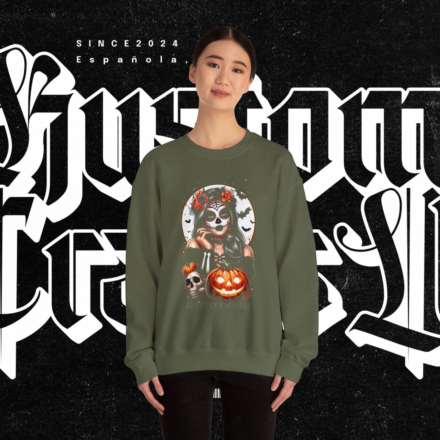 Halloween Vibes Crewneck Sweatshirt, Spooky Sweatshirt, Skull Sweatshirt, Pumpkin Sweatshirt, Autumn Style, Unisex Gift
