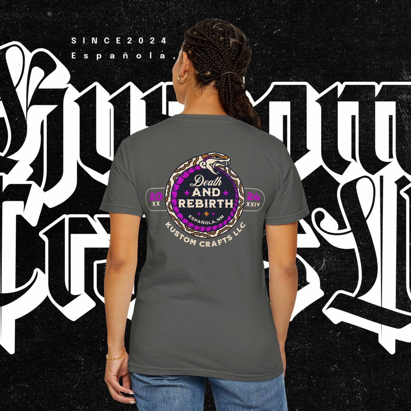 Death and Rebirth Bright Purple/Pink Snake Graphic Tee, Death Rebirth Unisex T-shirt, Streetwear Alternative Fashion, Serpent Design Shirt, Edgy Clothing
