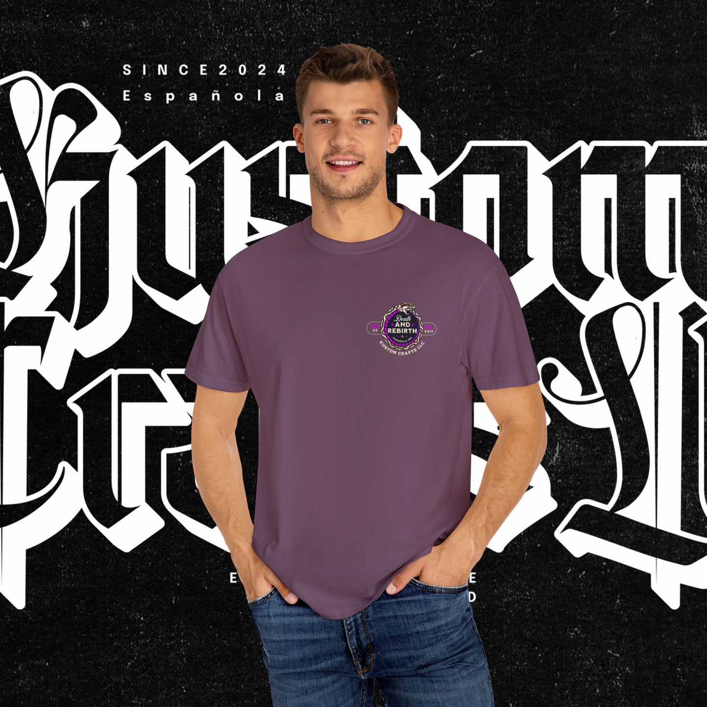 Death and Rebirth Bright Purple/Pink Snake Graphic Tee, Death Rebirth Unisex T-shirt, Streetwear Alternative Fashion, Serpent Design Shirt, Edgy Clothing
