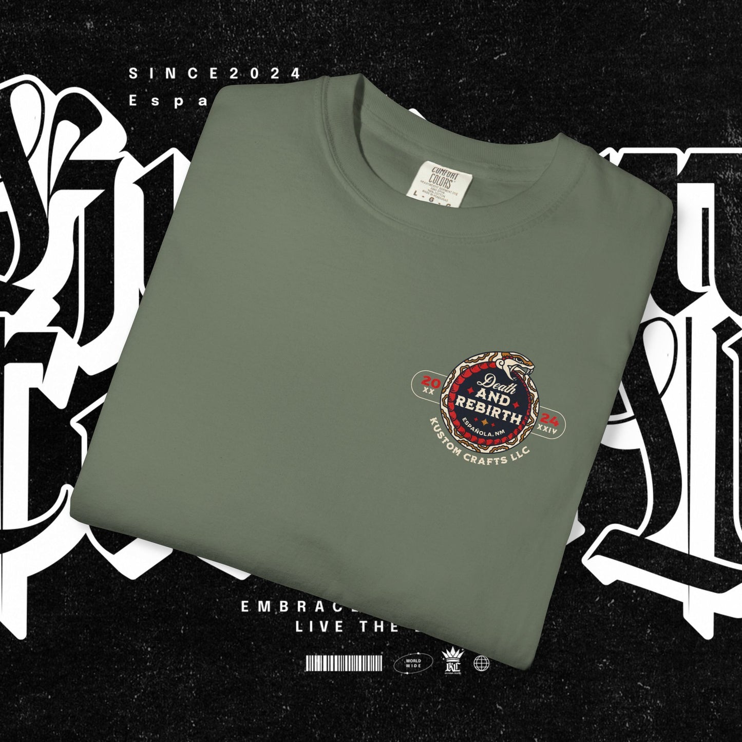Death and Rebirth Red Snake Graphic Tee, Death Rebirth Unisex T-shirt, Streetwear Alternative Fashion, Serpent Design Shirt, Edgy Clothing