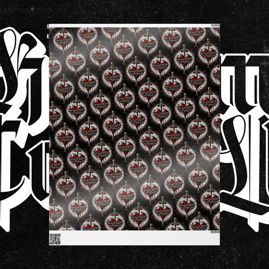 Sacred Heart Wrapping Papers, Gift Wrap Sheets, Black Background Design, Present Packaging, Religious Occasions