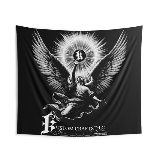 Kustom Crafts LLC Angel Indoor Wall Tapestry, Boho Decor, Home Wall Art, Spiritual Tapestry, Black and White Wall Hanging, Bedroom Decoration
