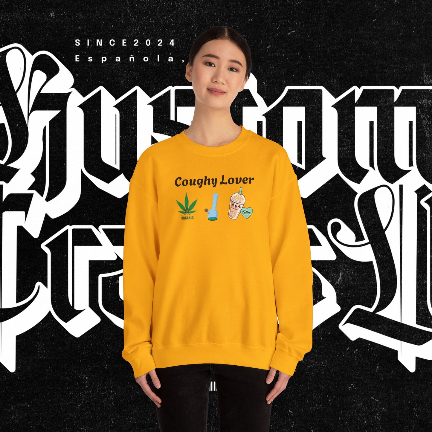 Coughy Lover Crewneck Sweatshirt | Cozy Pullover for Cannabis Enthusiasts, Gift for Holidays, Casual Wear, Trendy Sweatshirt