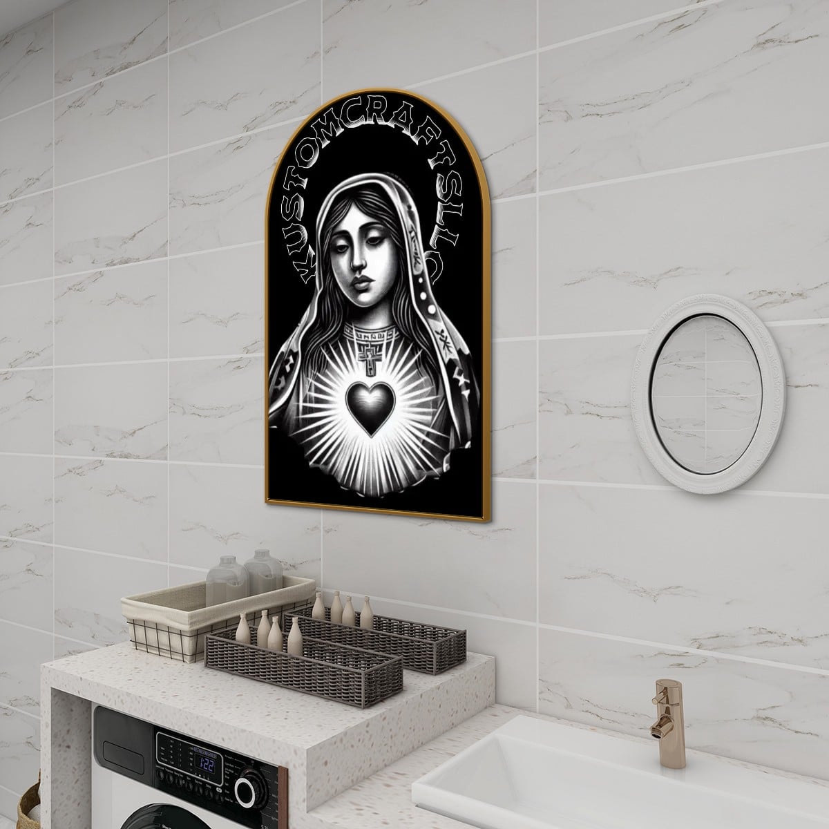 Urban Virgen De Guadalupe - Arched Canvas Print