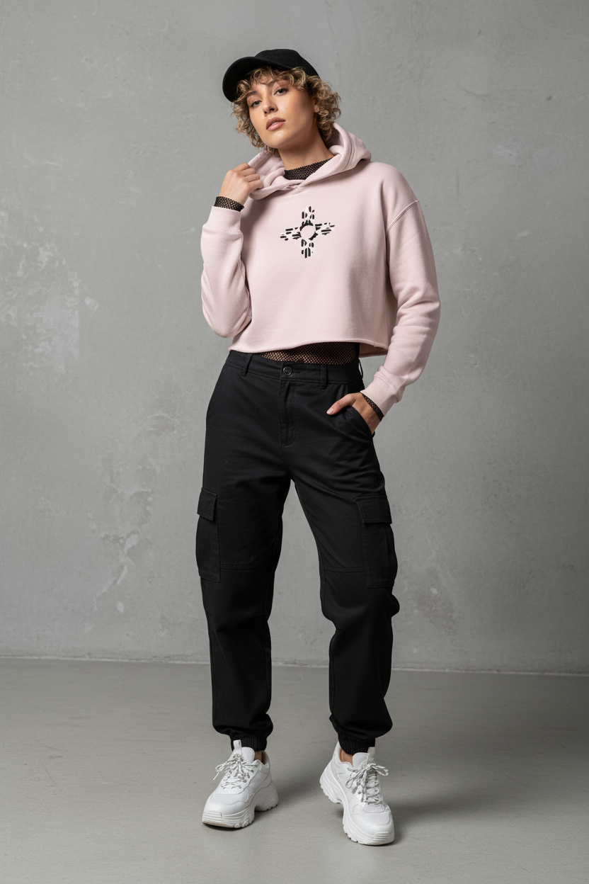 Zia Sun, Cow Print - Cropped Hoodie