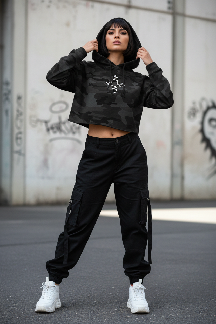 Zia Sun, Cow Print - Cropped Hoodie