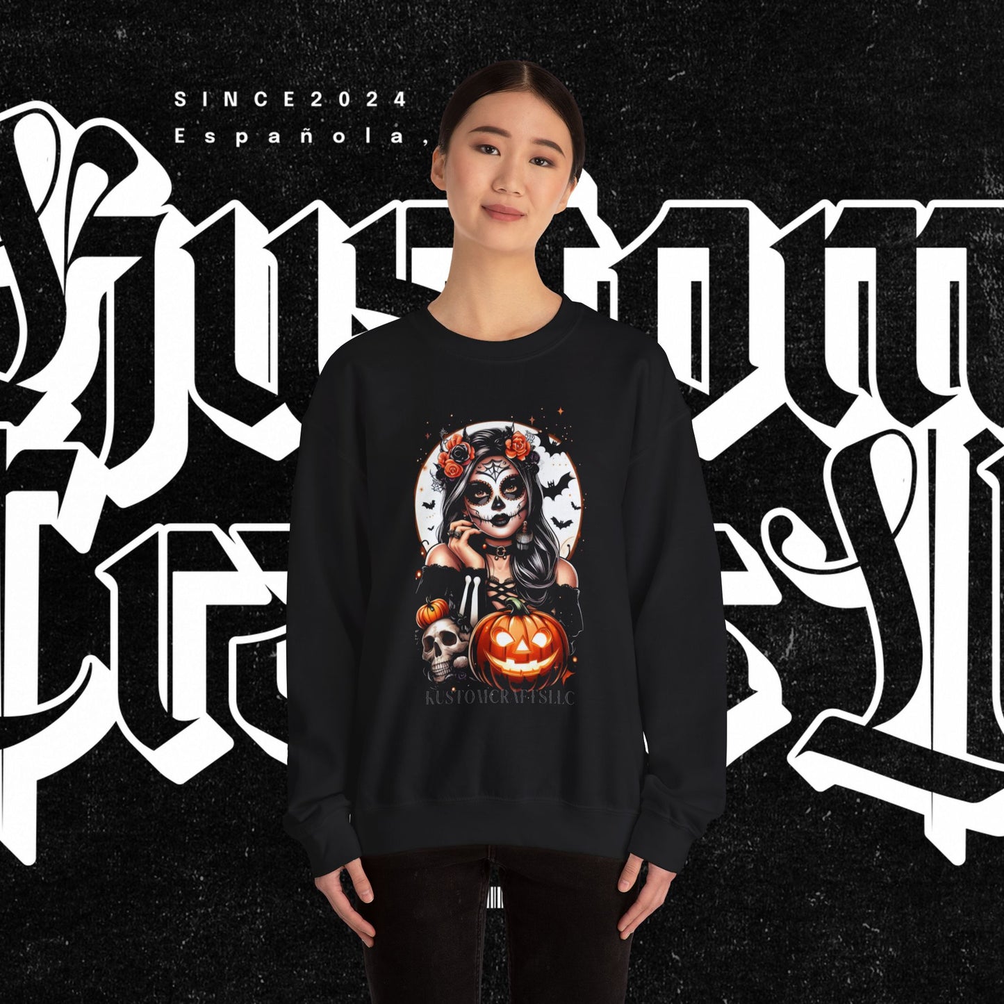 Halloween Vibes Crewneck Sweatshirt, Spooky Sweatshirt, Skull Sweatshirt, Pumpkin Sweatshirt, Autumn Style, Unisex Gift