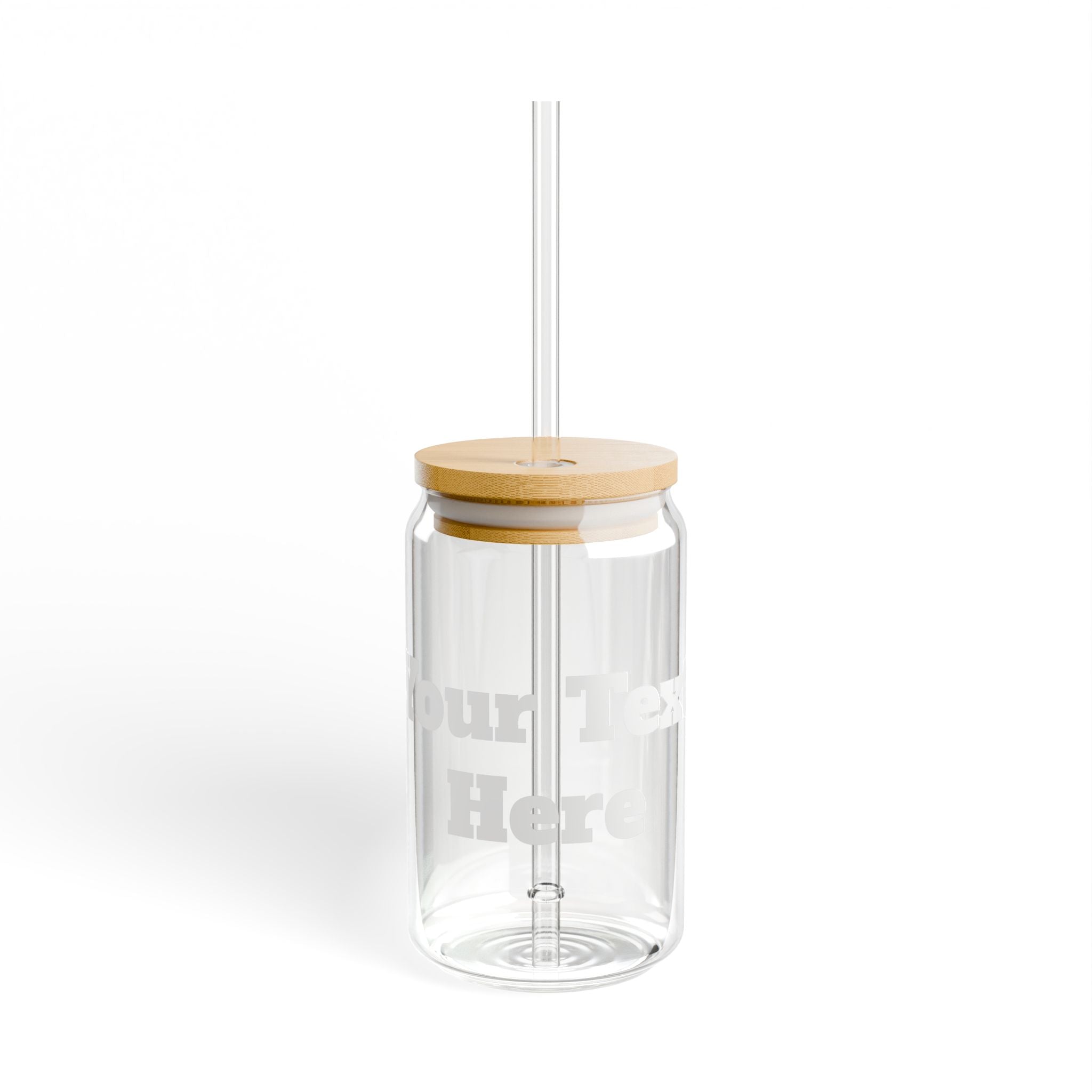 Glass Sipper Cup with Bamboo Lid & Straw — Personalized Text Design
