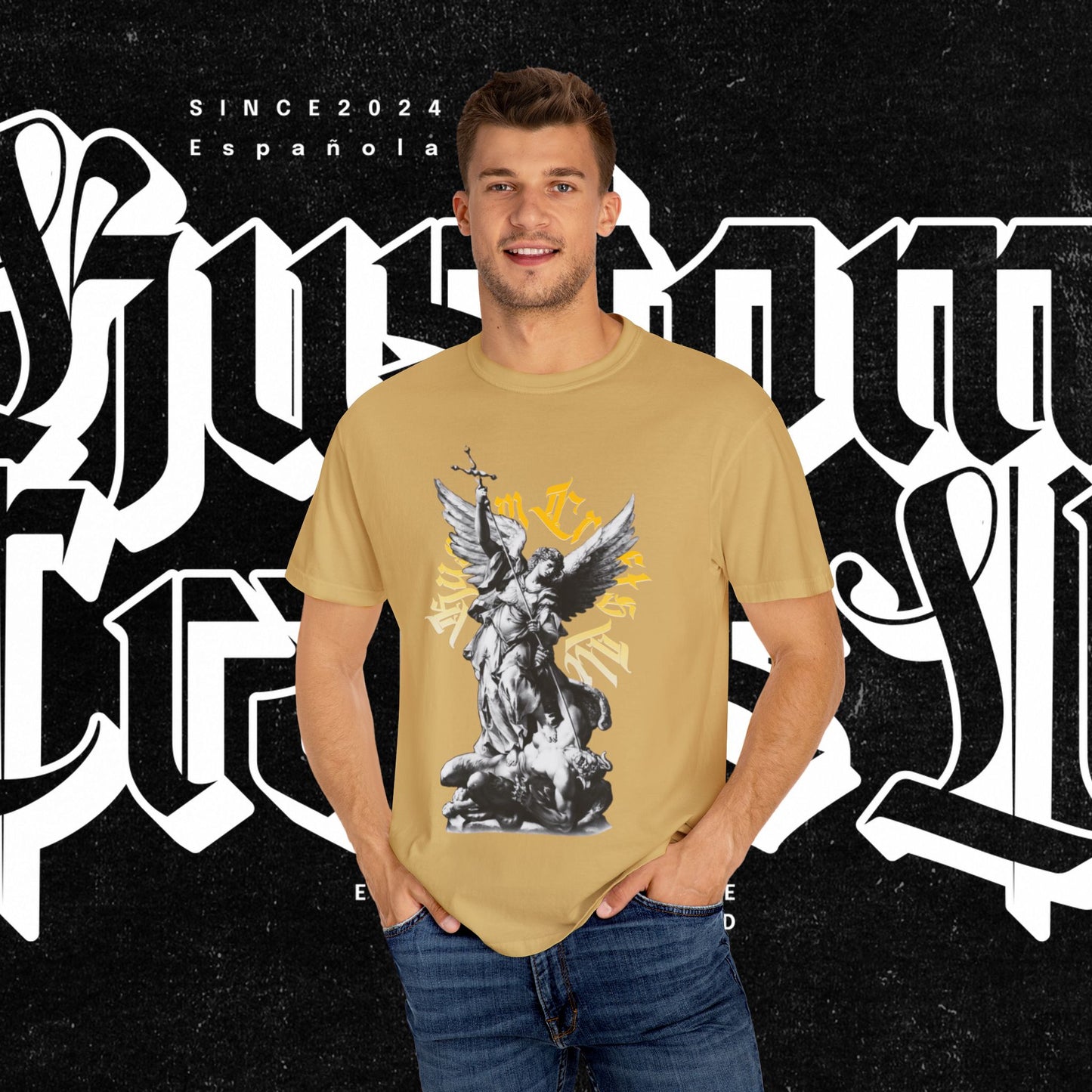 Saint Micheal Vintage-Inspired Graphic T-Shirt featuring Angel Design, Perfect for Casual Wear, Gift for Art Lovers, Streetwear Essential, Unisex Tee