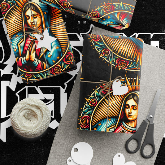 Virgin Mary Wrapping Papers, Holy Mother Gift Wrap, Religious Christmas Present, Catholic Easter Paper, Spiritual Holiday Packaging,