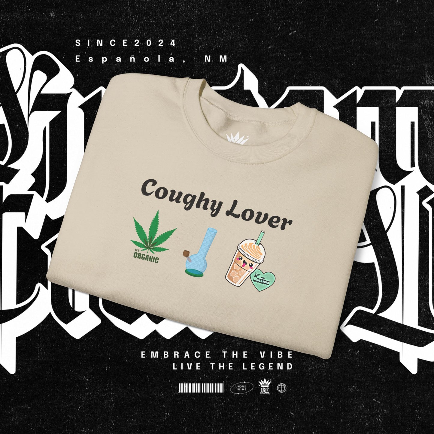 Coughy Lover Crewneck Sweatshirt | Cozy Pullover for Cannabis Enthusiasts, Gift for Holidays, Casual Wear, Trendy Sweatshirt