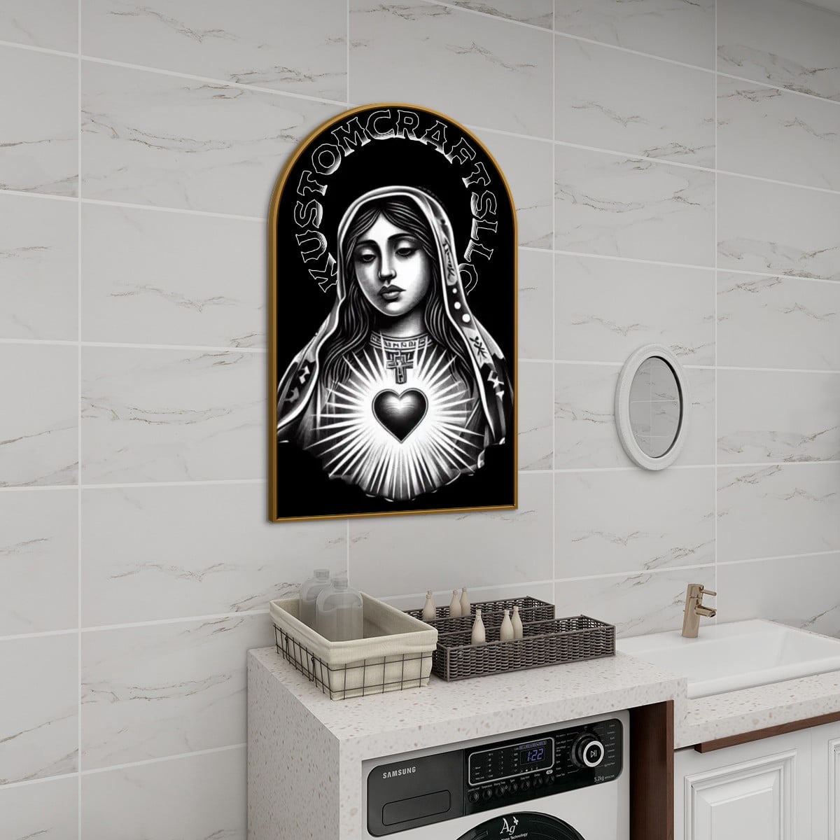 Urban Virgen De Guadalupe - Arched Canvas Print