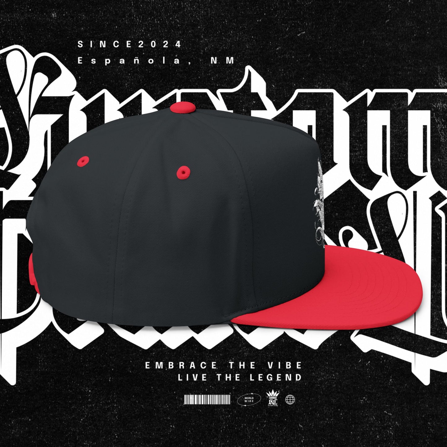 Embroidered Flat Bill Cap - Love Life Graffiti Style Hat