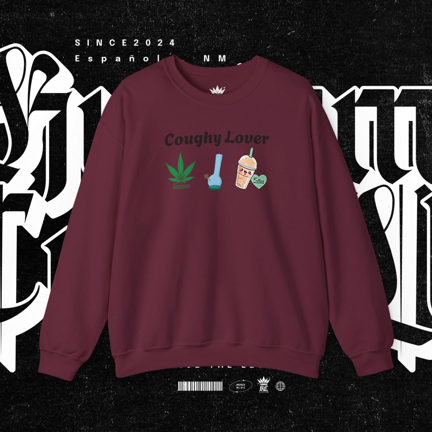Coughy Lover Crewneck Sweatshirt | Cozy Pullover for Cannabis Enthusiasts, Gift for Holidays, Casual Wear, Trendy Sweatshirt