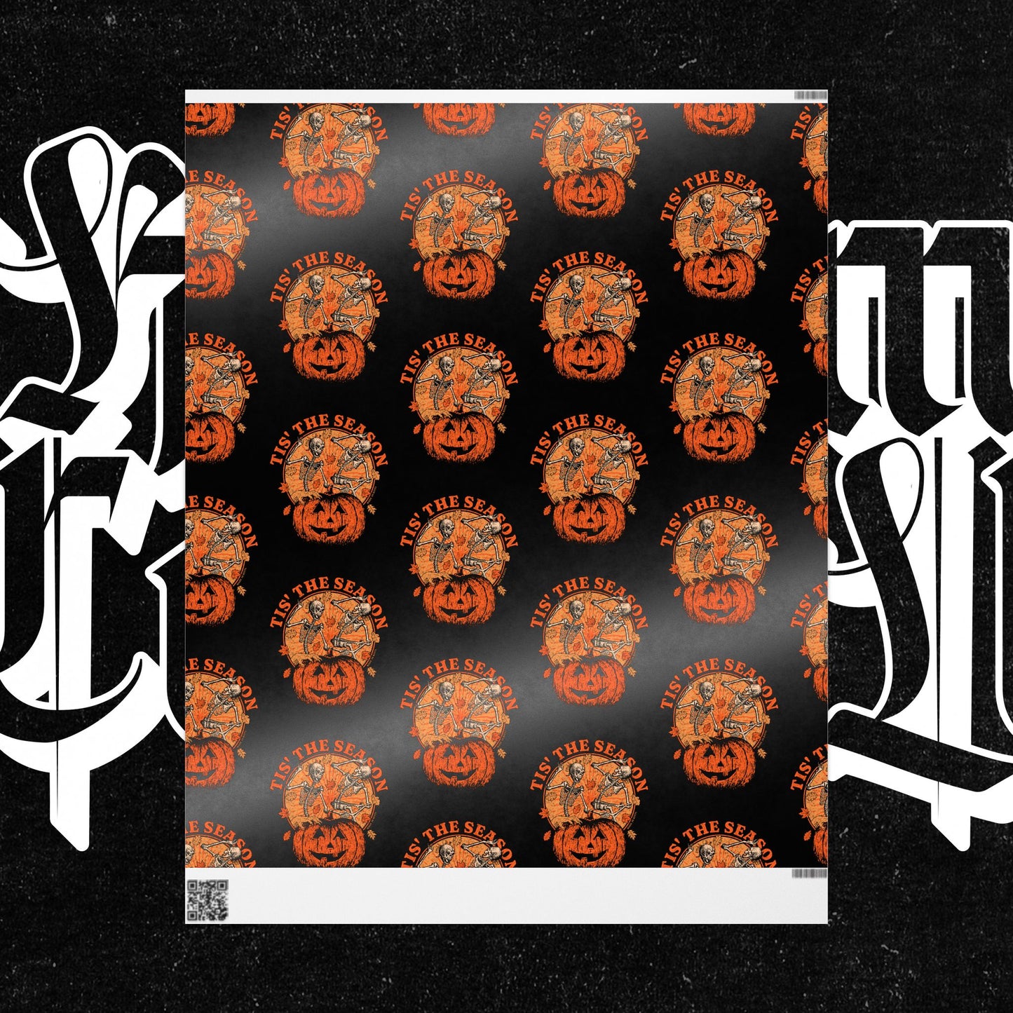 Tis The Season Halloween Wrapping Paper, Spooky Gift Wrap for Fall Celebrations, Pumpkin Design, Ideal for Trick or Treat, Party Decor, Unique Gifts