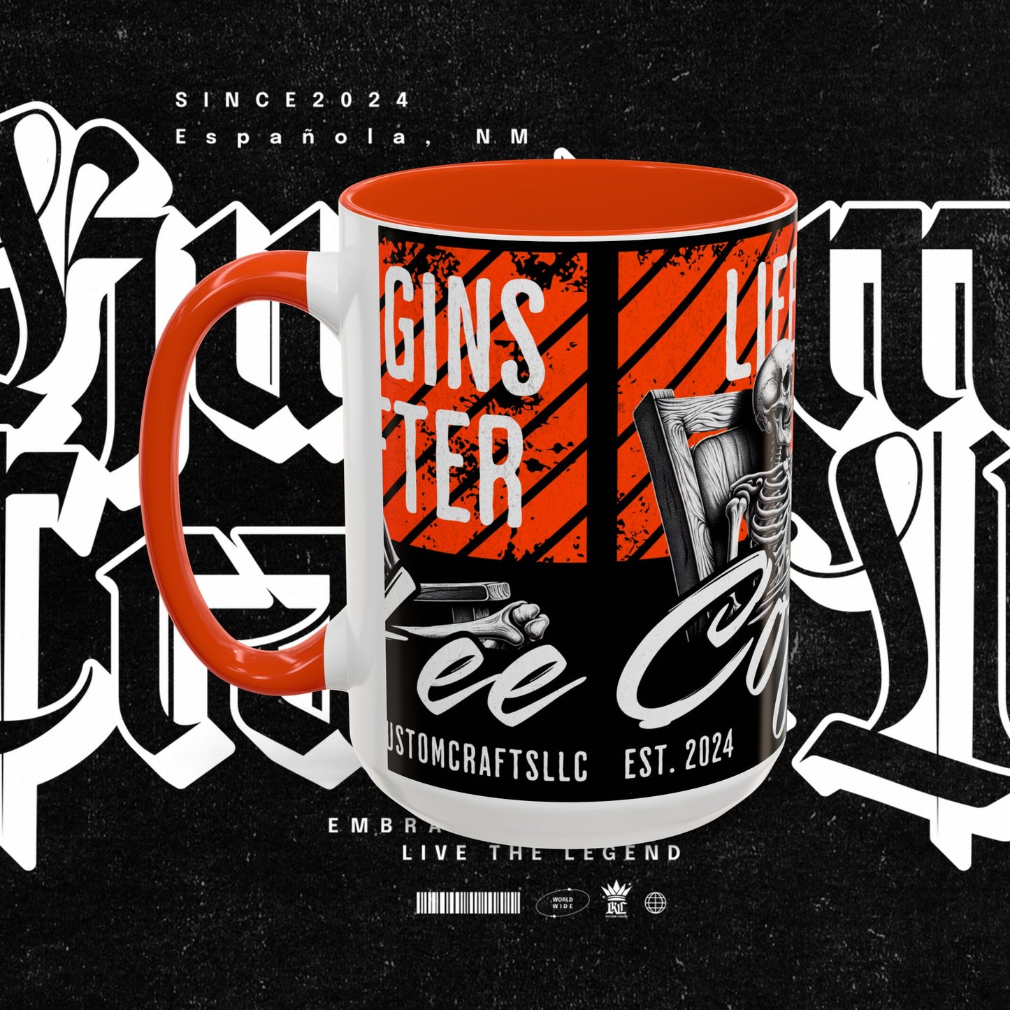 Life Begins After Coffee. Coffee Mugs, Life Begins After Coffee Mug, Unique Ceramic Cups, Skeletal Art Design, Gift for Coffee Lovers
