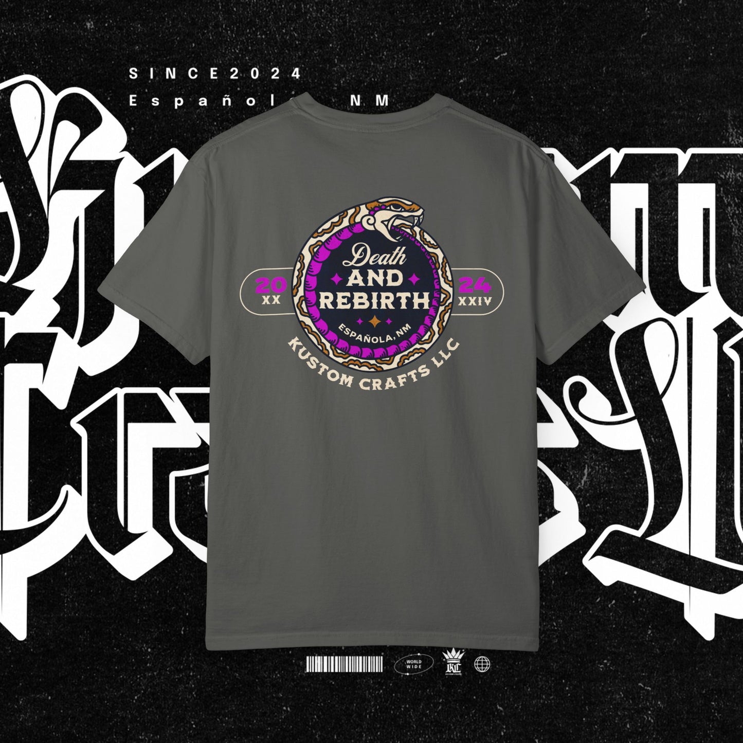 Death and Rebirth Bright Purple/Pink Snake Graphic Tee, Death Rebirth Unisex T-shirt, Streetwear Alternative Fashion, Serpent Design Shirt, Edgy Clothing