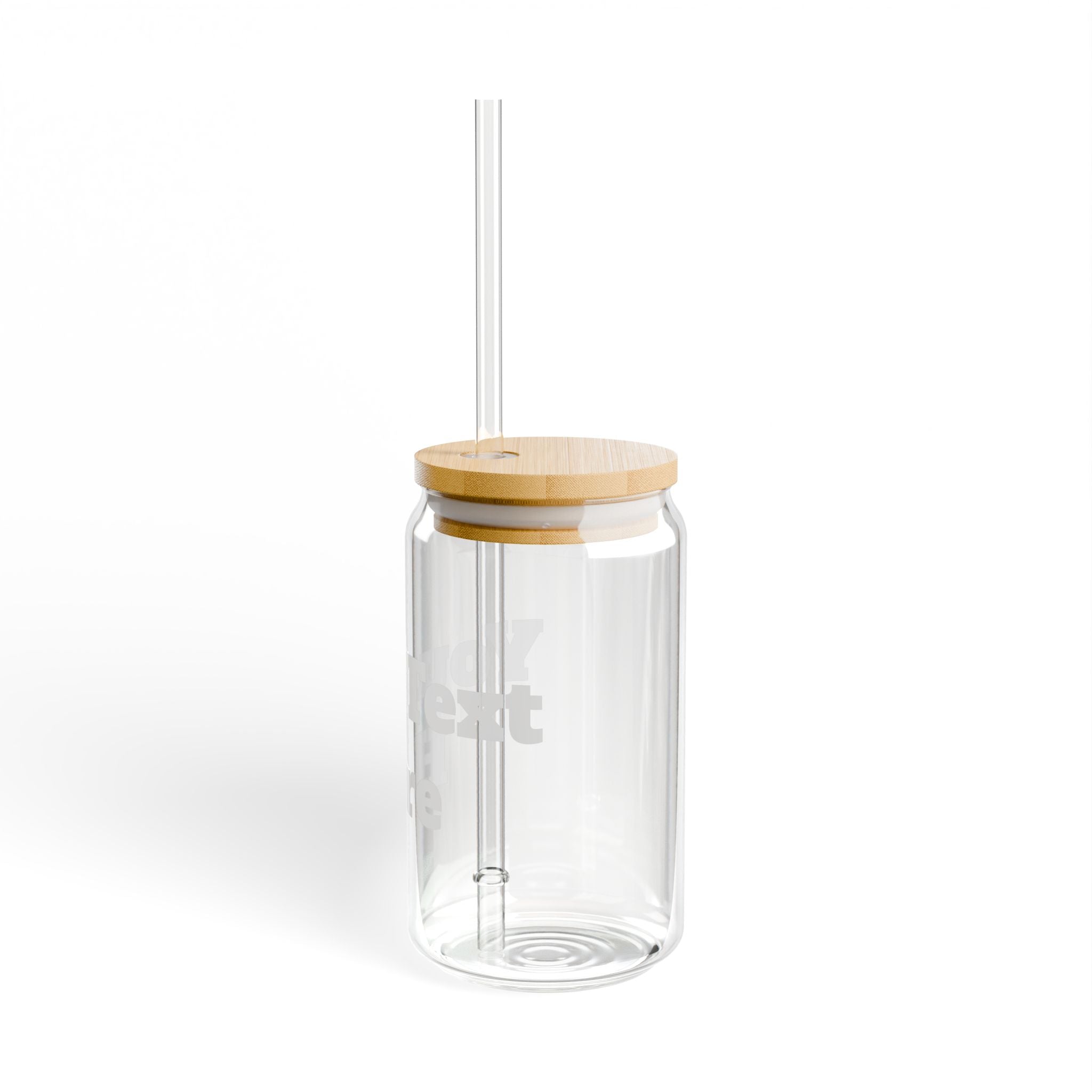 Glass Sipper Cup with Bamboo Lid & Straw — Personalized Text Design
