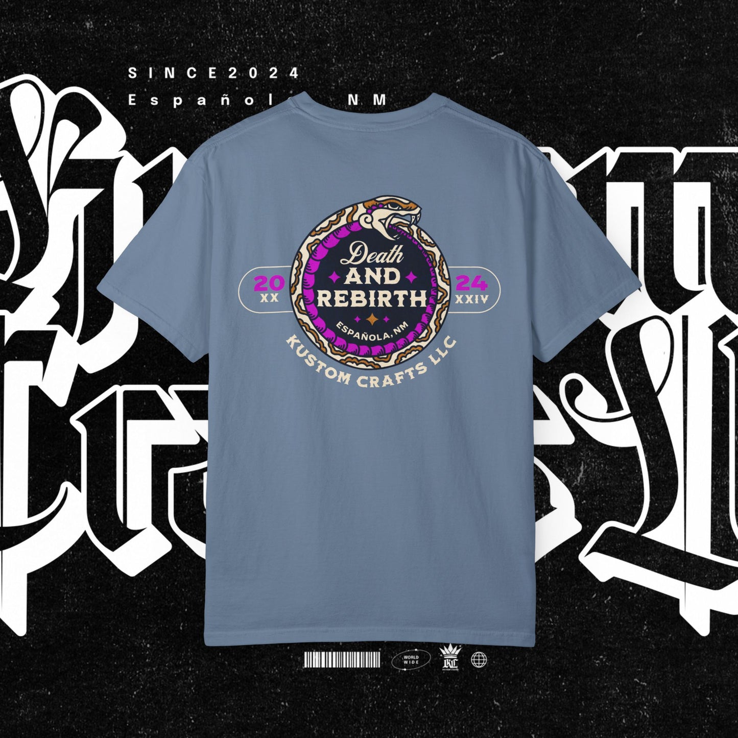 Death and Rebirth Bright Purple/Pink Snake Graphic Tee, Death Rebirth Unisex T-shirt, Streetwear Alternative Fashion, Serpent Design Shirt, Edgy Clothing