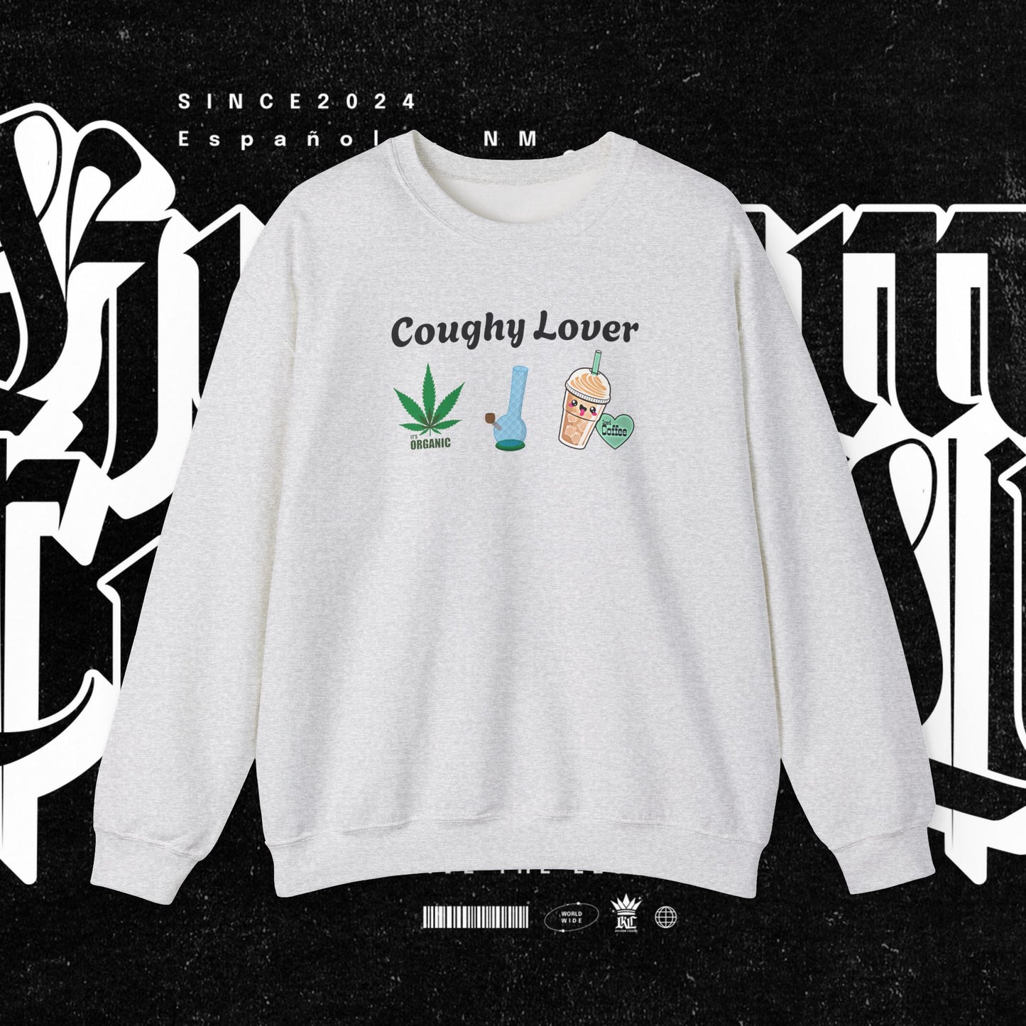 Coughy Lover Crewneck Sweatshirt | Cozy Pullover for Cannabis Enthusiasts, Gift for Holidays, Casual Wear, Trendy Sweatshirt