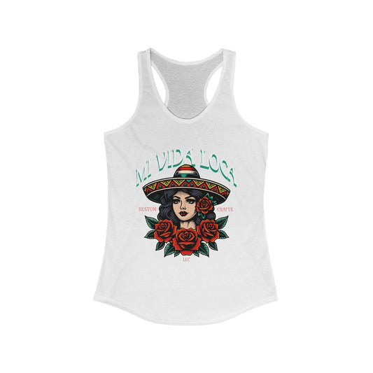 Mi Vida Loca Mexican Heritage Racerback Tank, Women's Festival Shirt, Boho Summer Top, Ideal for Cinco de Mayo and Music Festivals, Cultural Pride [...]