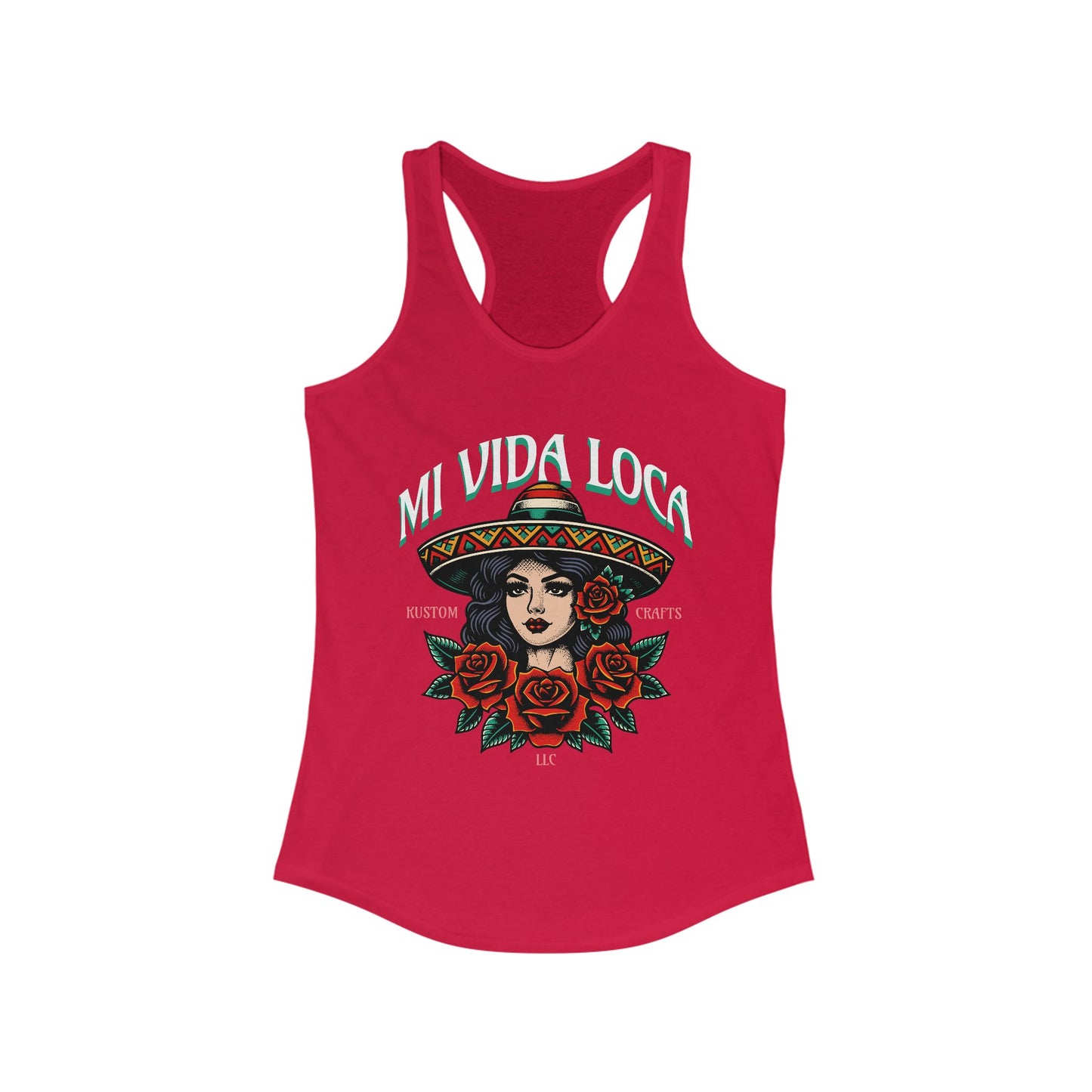 Mi Vida Loca Mexican Heritage Racerback Tank, Women's Festival Shirt, Boho Summer Top, Ideal for Cinco de Mayo and Music Festivals, Cultural Pride [...]