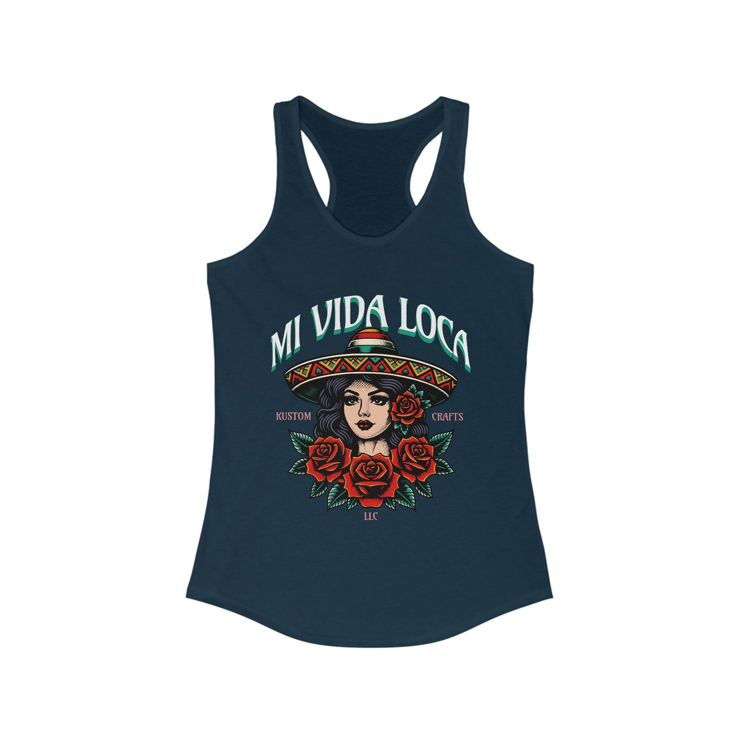 Mi Vida Loca Mexican Heritage Racerback Tank, Women's Festival Shirt, Boho Summer Top, Ideal for Cinco de Mayo and Music Festivals, Cultural Pride [...]