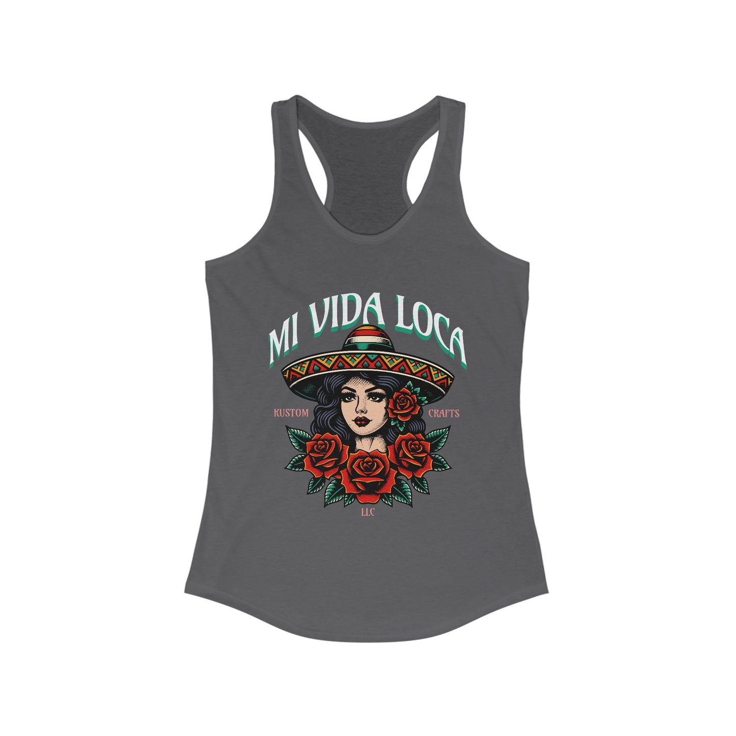 Mi Vida Loca Mexican Heritage Racerback Tank, Women's Festival Shirt, Boho Summer Top, Ideal for Cinco de Mayo and Music Festivals, Cultural Pride [...]