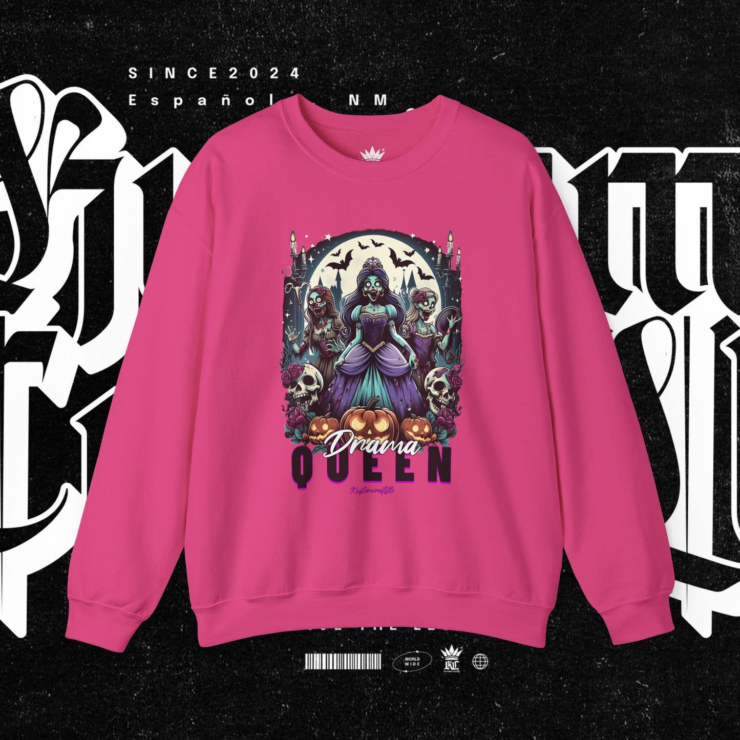 Drama Gothic Queen Sweatshirt - Unisex Heavy Blend Crewneck, Halloween Apparel, Dark Aesthetic Clothing, Edgy Gift for Her, Cozy Sweatshirt