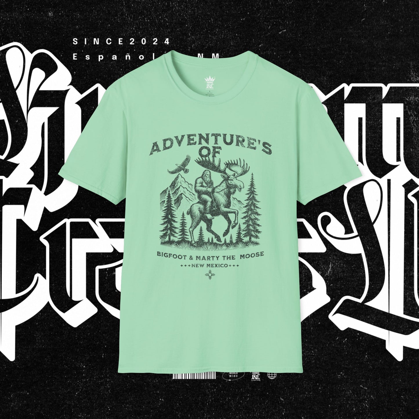 Adventure's of Bigfoot & Marty The Moose Unisex T-Shirt, Travel Tee, Outdoor Graphic Shirt, Nature Lover Gift, Moose Adventure Apparel